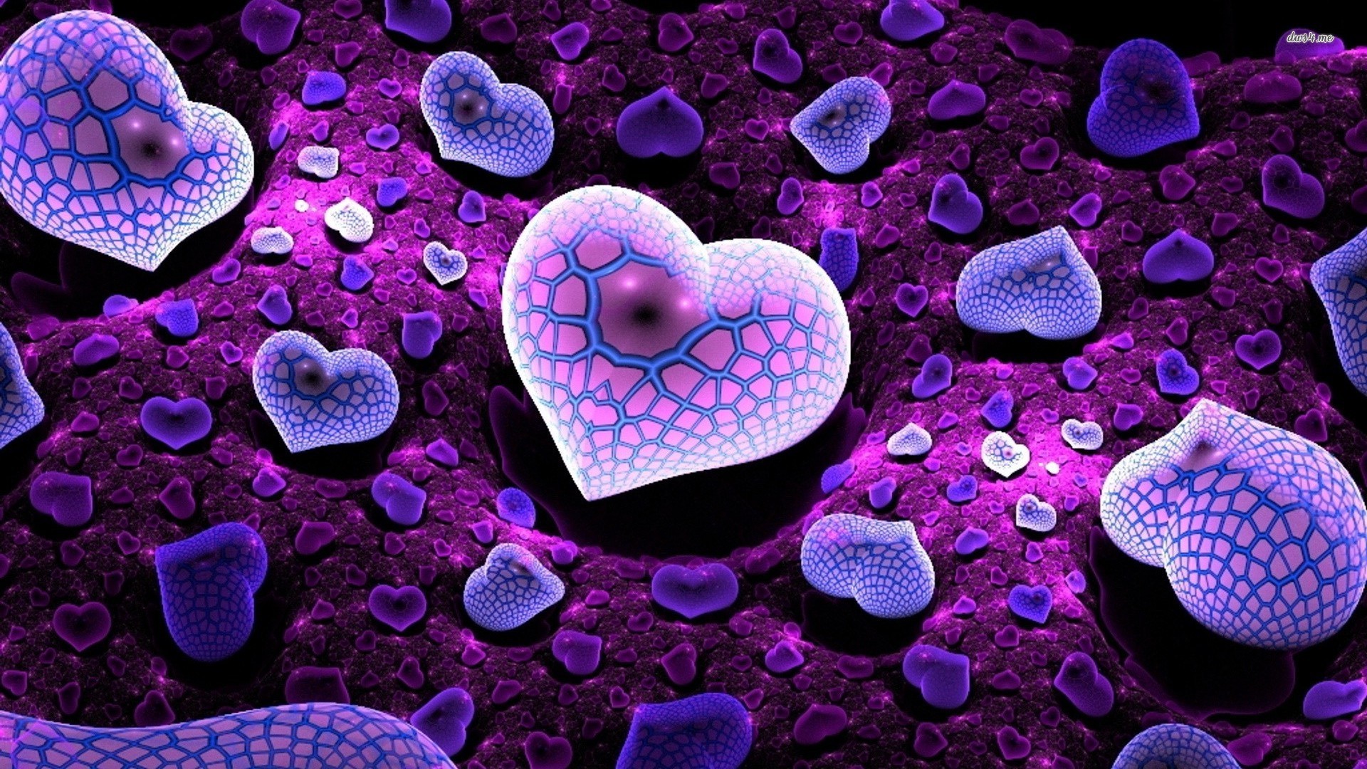 1920x1080 Purple hearts wallpaper - 3D wallpapers - #16771