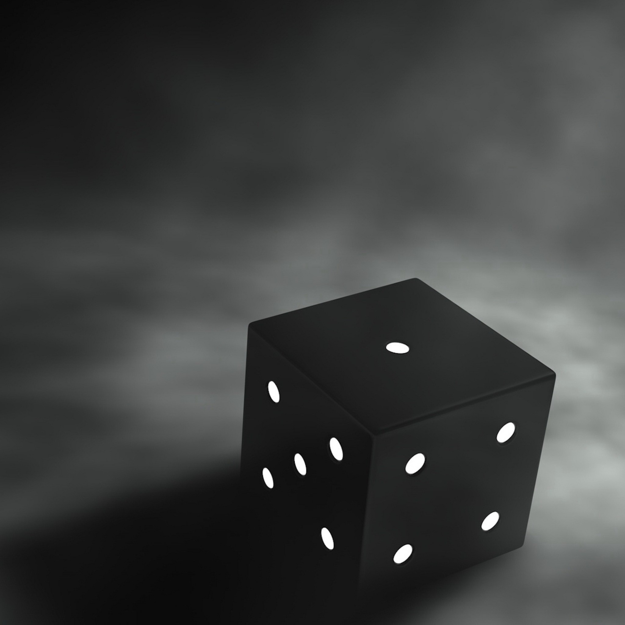 2048x2048  Wallpaper cube, 3d, graphics, black, gray background, 3d graphics