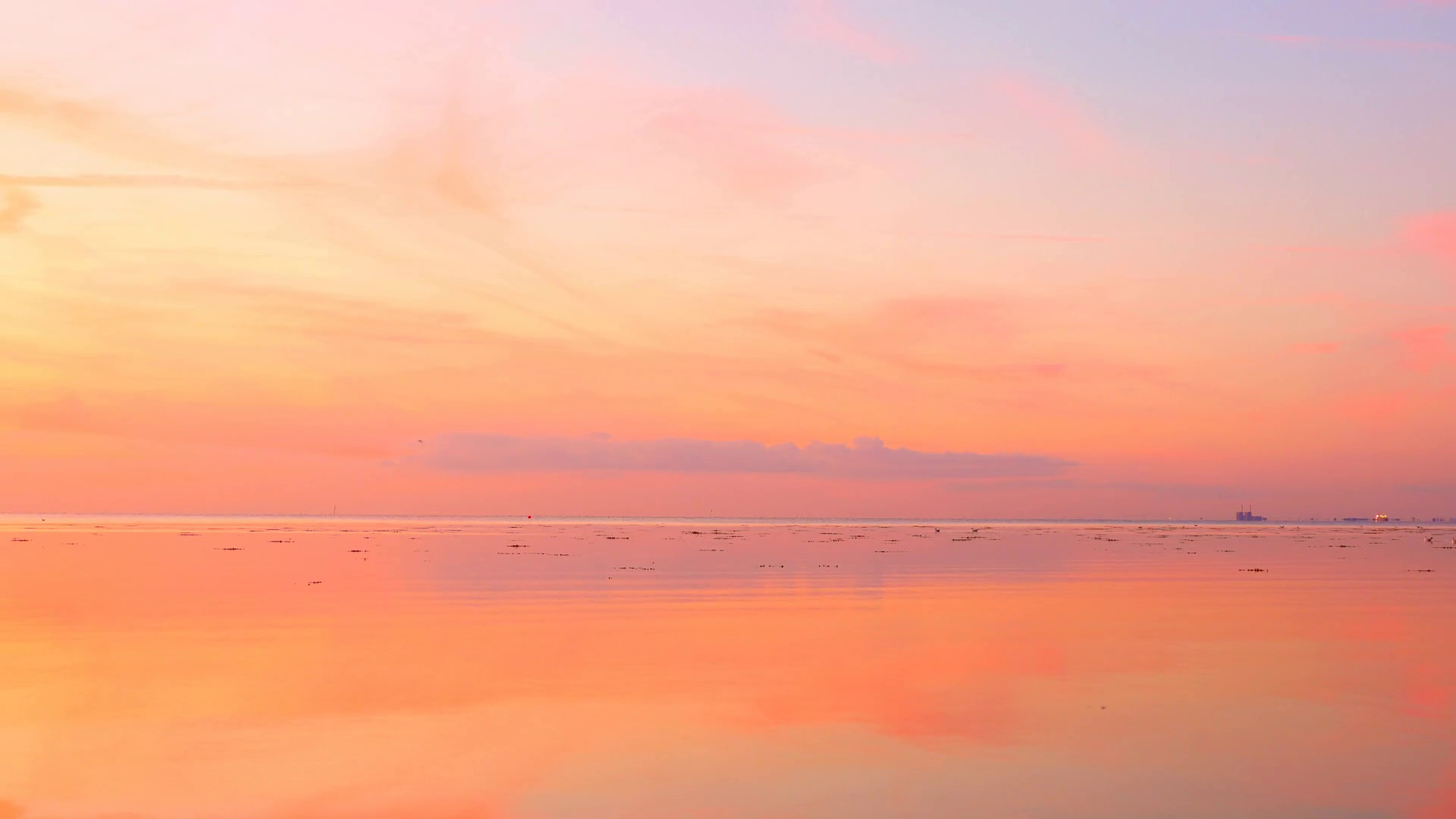 1920x1080 Beautiful sky and sea at dusk background. Sunset over ocean horizon,  reflections in the calm water Stock Video Footage - VideoBlocks