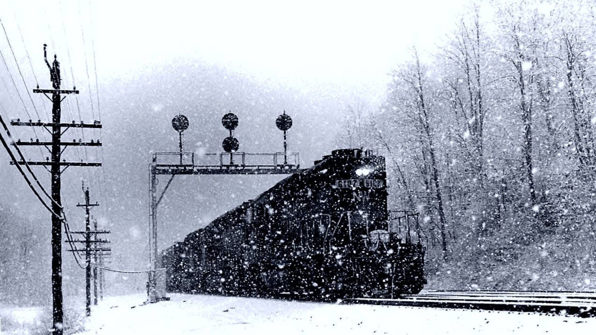 1920x1080 Freight train in winter wallpaper