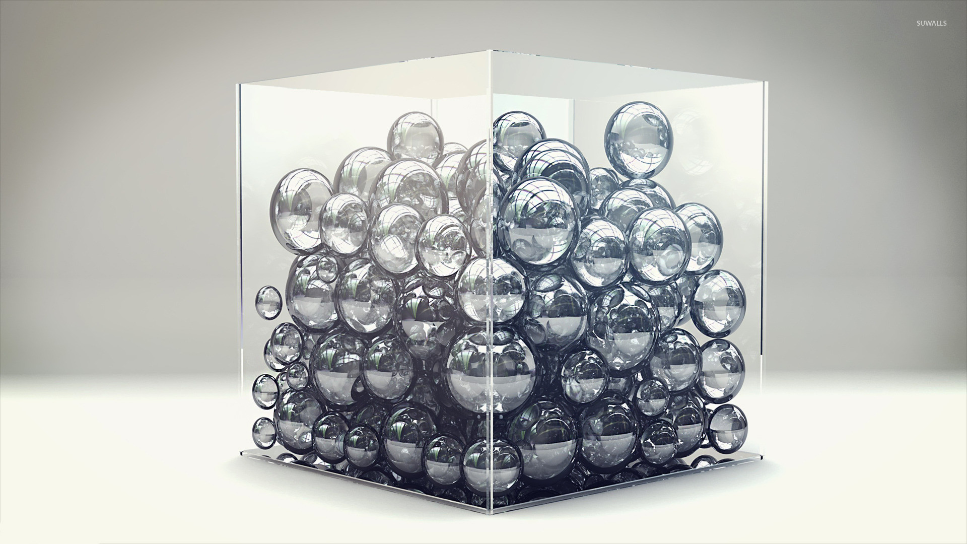 1920x1080 Bubbles in a cube wallpaper