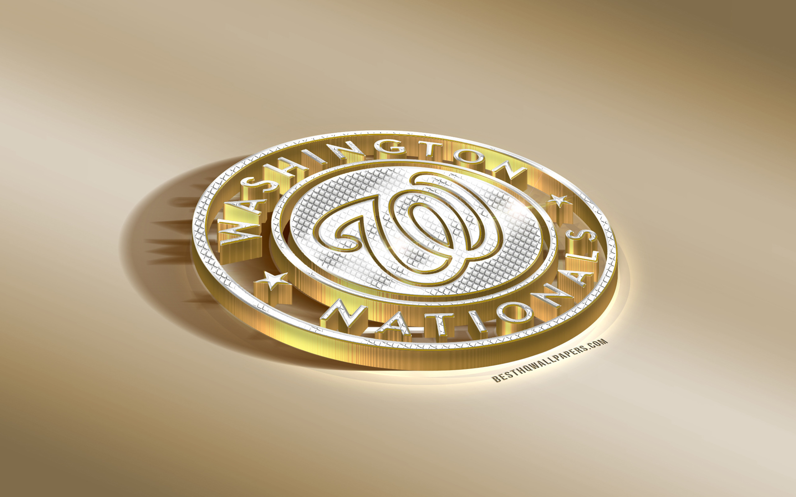 2560x1600 Washington Nationals, American baseball club, MLB, Golden Silver logo,  Washington, USA