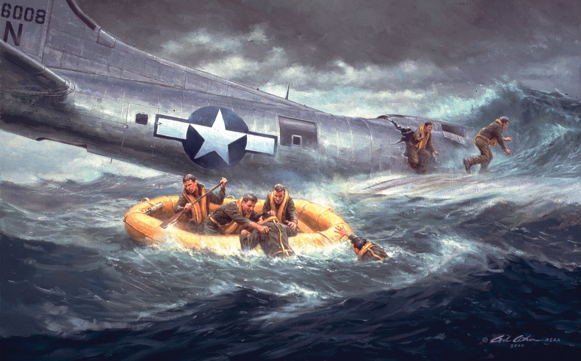 1930x1200 The Ditching, by Gil Cohen (Boeing B-17 Flying Fortress)