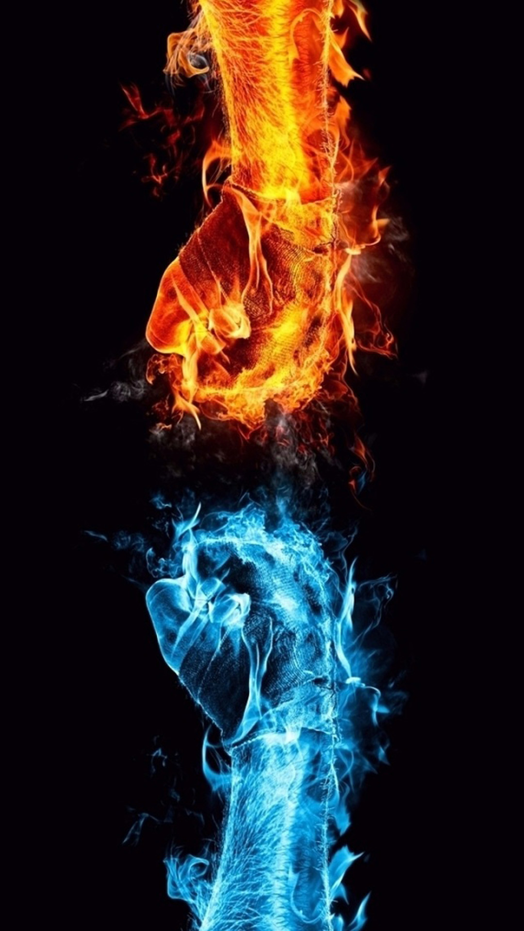 1080x1920 Blue and red fire fist Note 3 Wallpapers