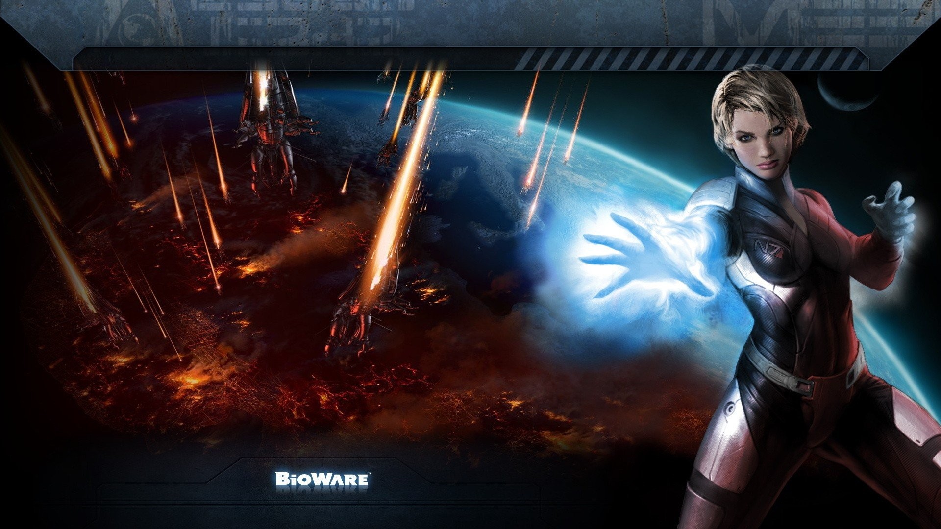 1920x1080 Women video games outer space futuristic planets bodysuits BioWare biotic  artwork Mass Effect 3 FemShep Commander Shepard wallpaper |  |  309125 | ...