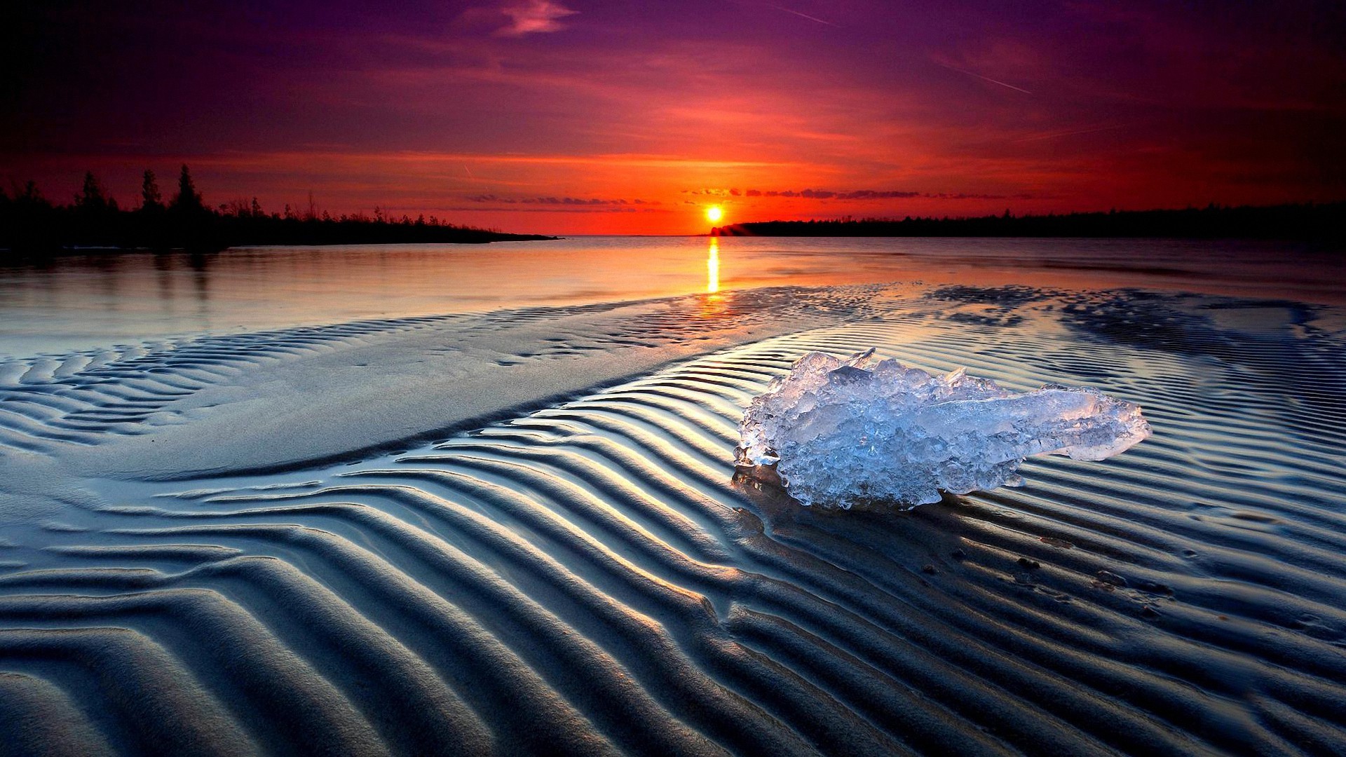 1920x1080 cool ice sunset beach wallpapers - full HD backgrounds