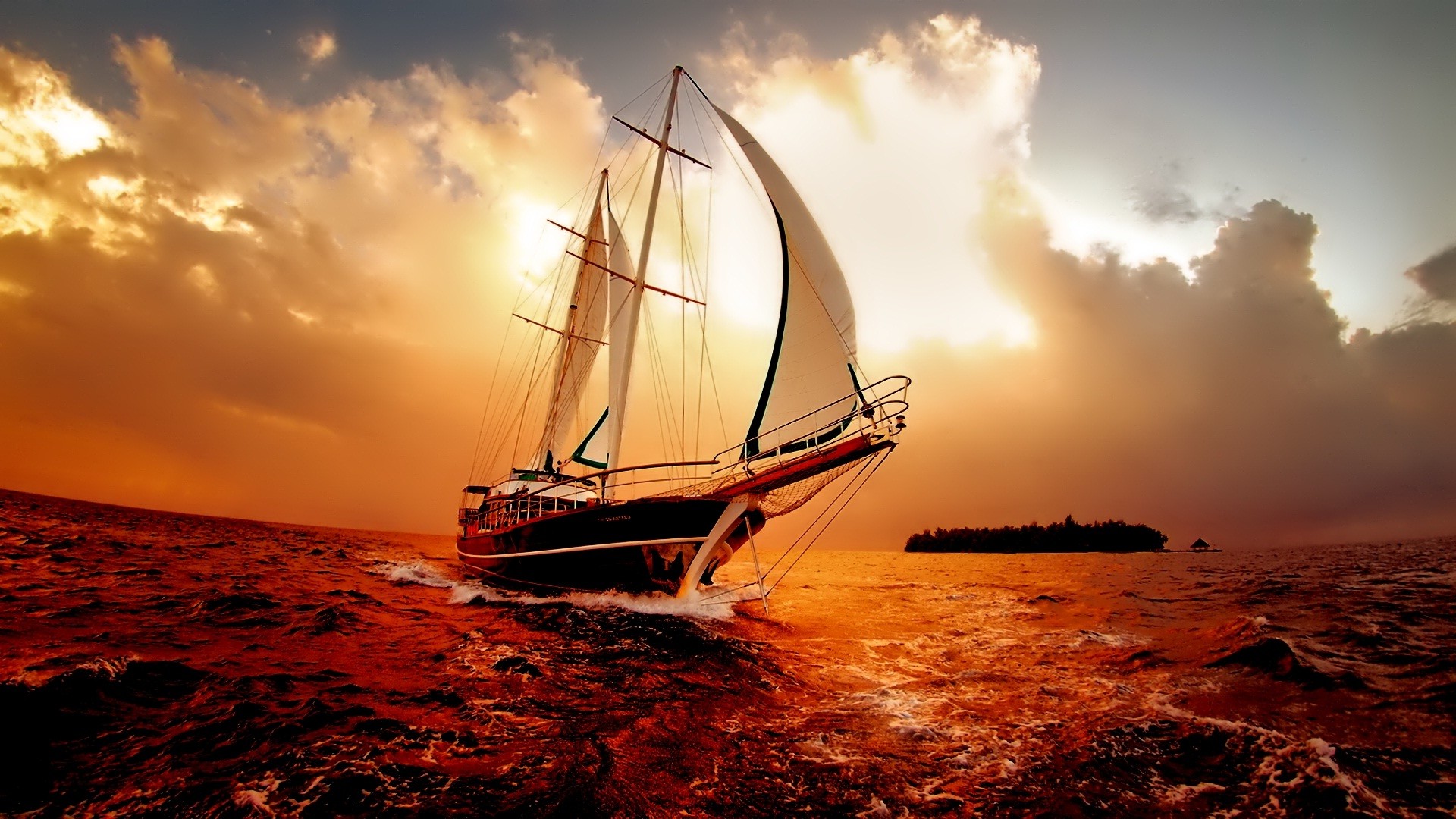 1920x1080 Amazing boat in sea marvelous wallpapers
