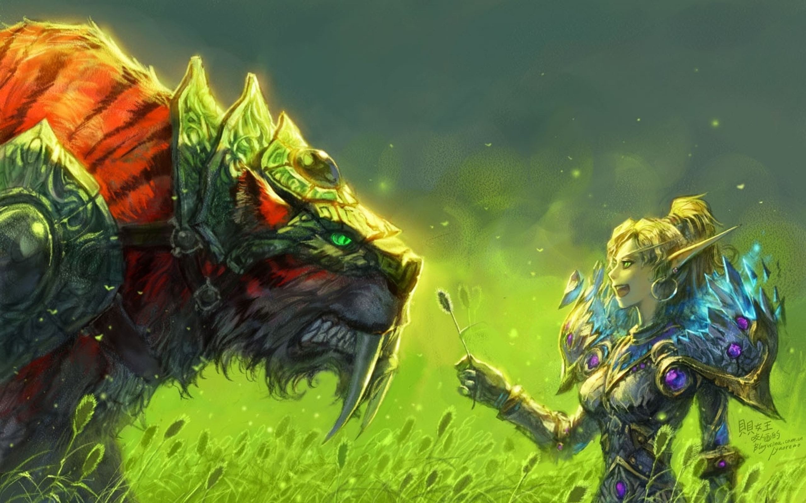 2560x1600 HD Wallpaper World Of Warcraft, Blood Elf, Tigers