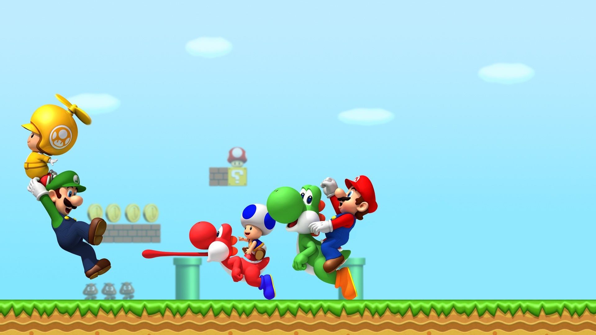 1920x1080 Super Mario, Luigi, Yoshi, Toad (character), Video Games Wallpapers HD /  Desktop and Mobile Backgrounds