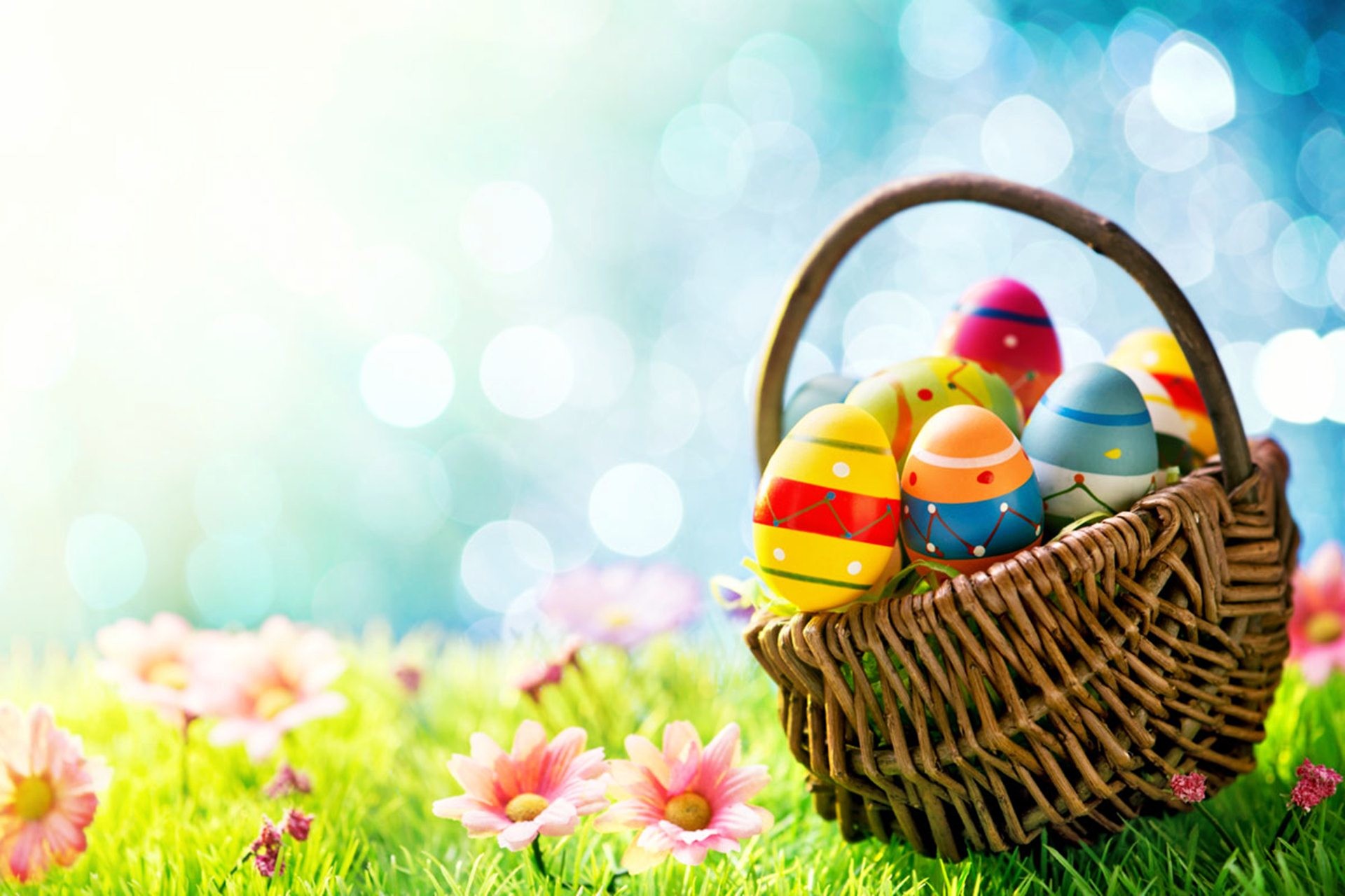 1920x1280 Cute Easter eggs basket HD wallpapers free download