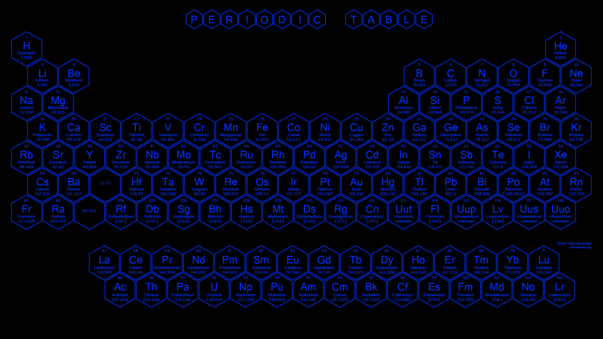 1920x1080 Blue Hexagon Periodic Table - 2015
