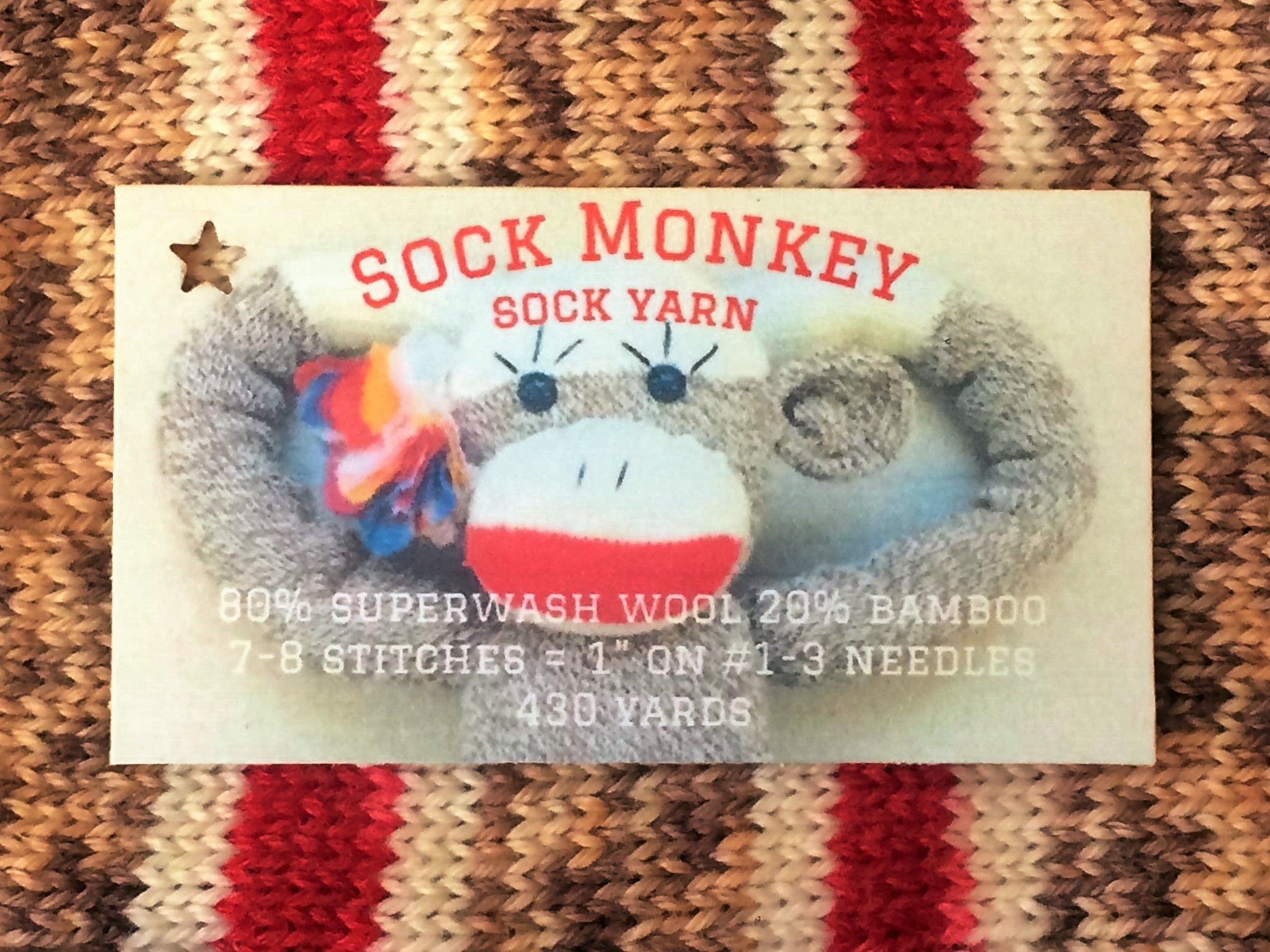 2045x1533 "Sock Monkey" self striping sock yarn