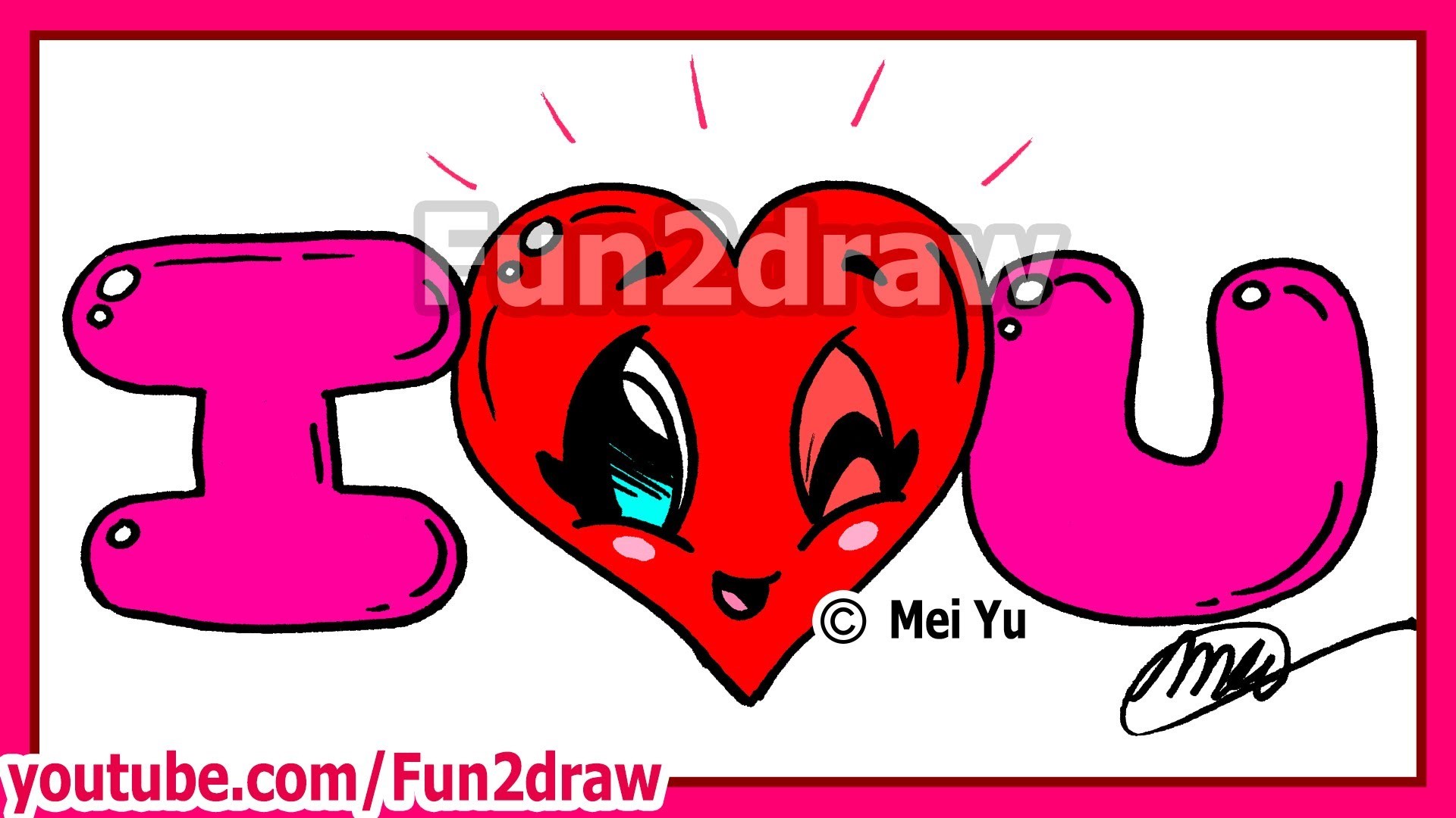 1920x1080 How to Draw I LOVE YOU - Valentine Heart + Bubble Letters - Fun2draw -  YouTube