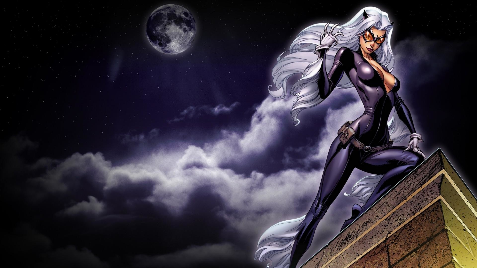 1920x1080 Catwoman in the full moon wallpaper