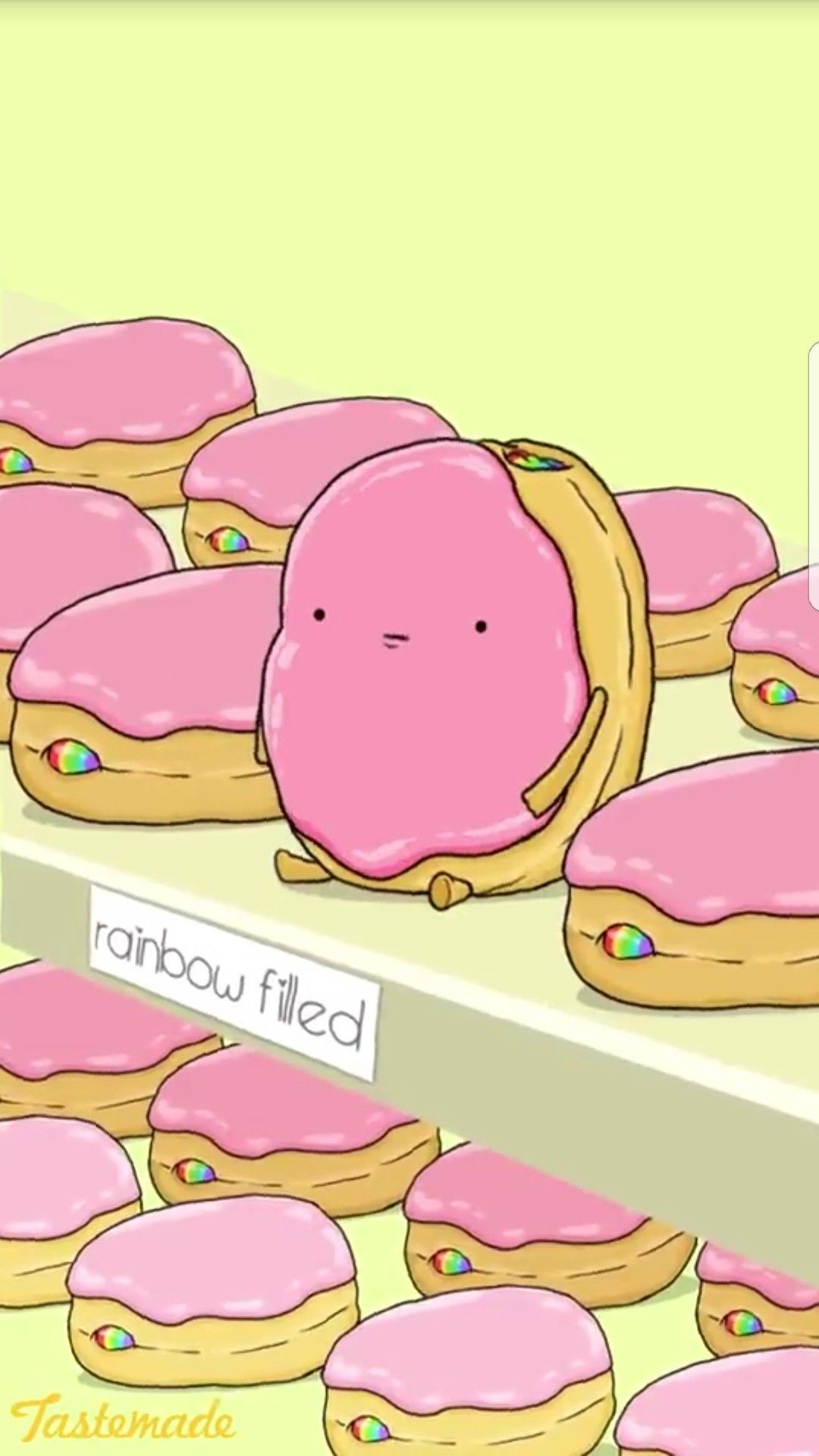 1080x1920 iPhone Wallpaper - Cute Jelly Filled Donuts Rainbow filling Pink & Green  Food Puns, Food