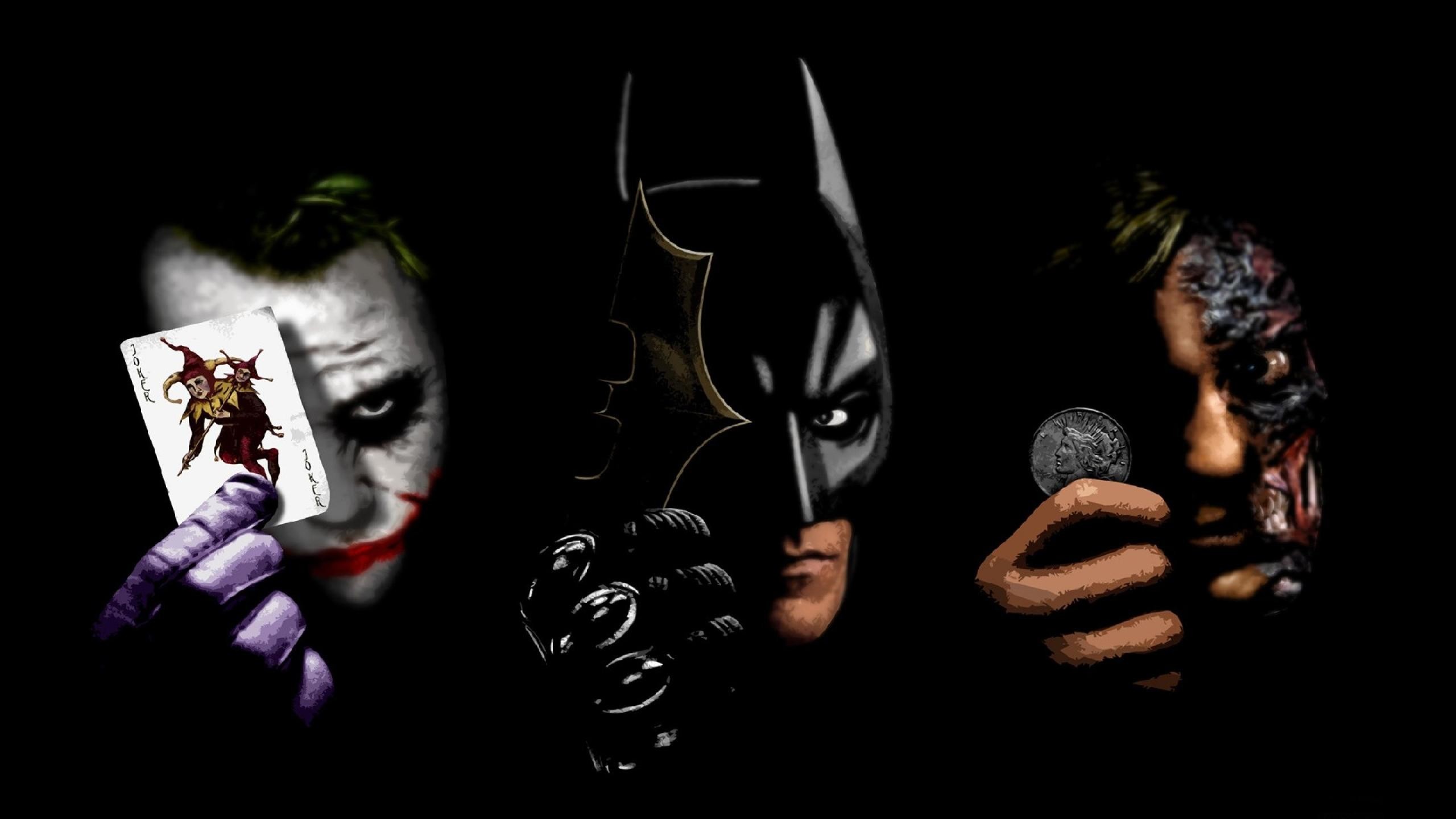 2560x1440 Batman The Joker Two Face Harvey Dent Art Hd Wallpaper