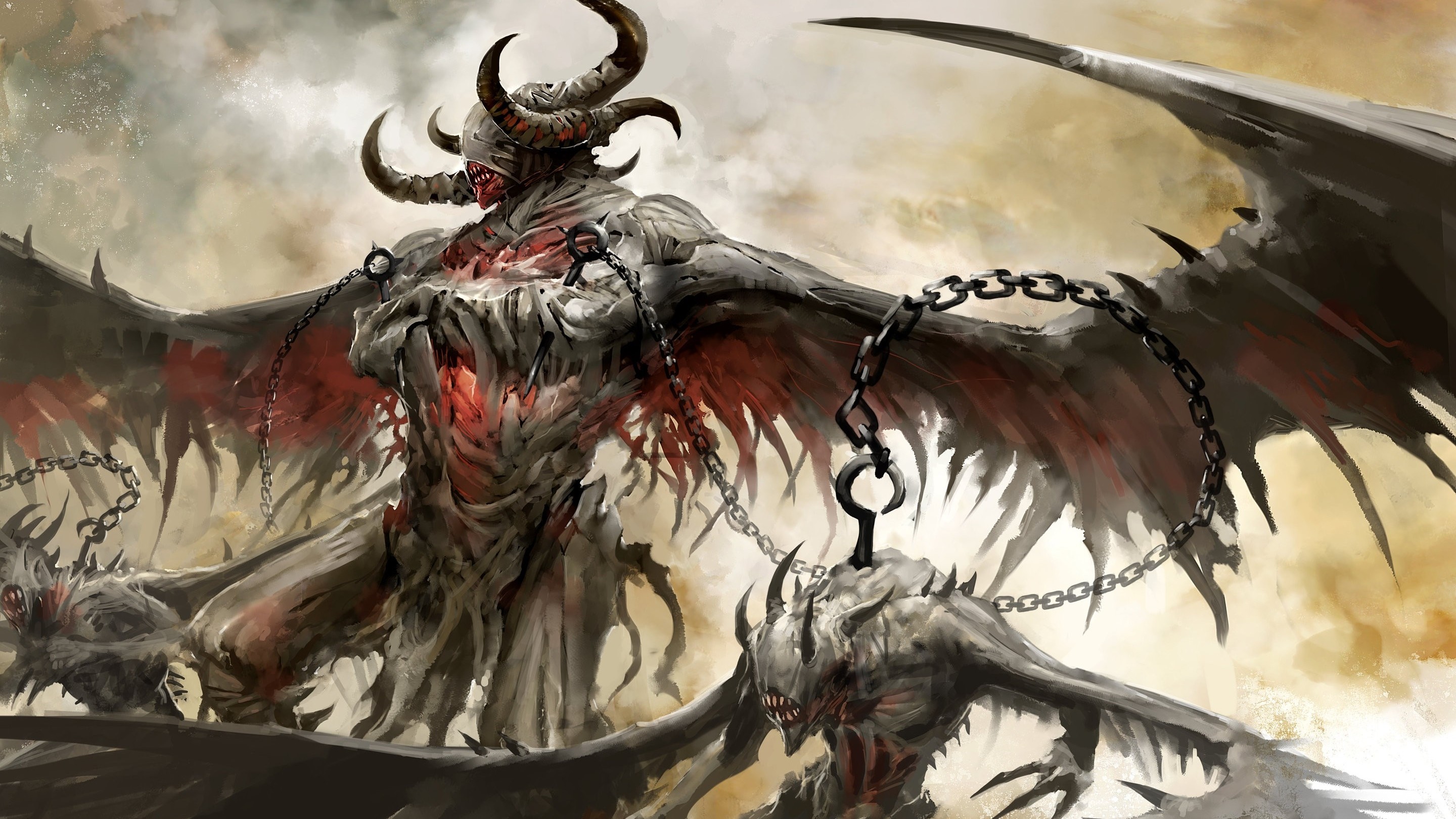 2880x1620 Video Game - Guild Wars 2 Demon Dark Fantasy Wallpaper