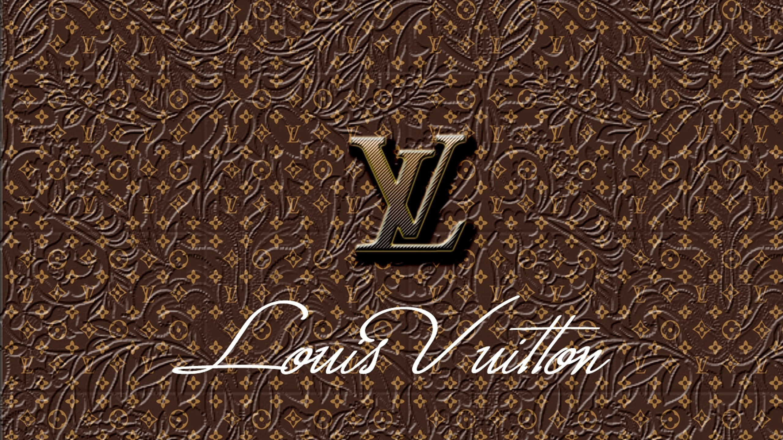 2560x1440 Louis Vuitton Brown Logo Wallpaper.