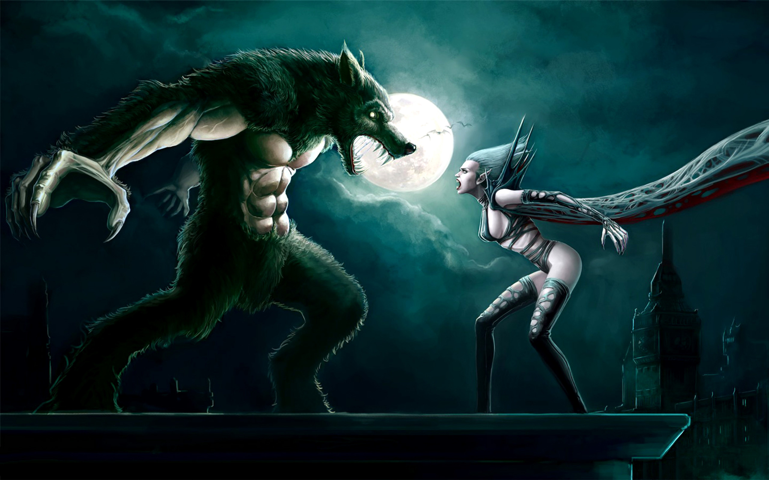 2560x1600 Female Lycan | Dark - Battle - Vampire - Werewolf - Women Wallpaper
