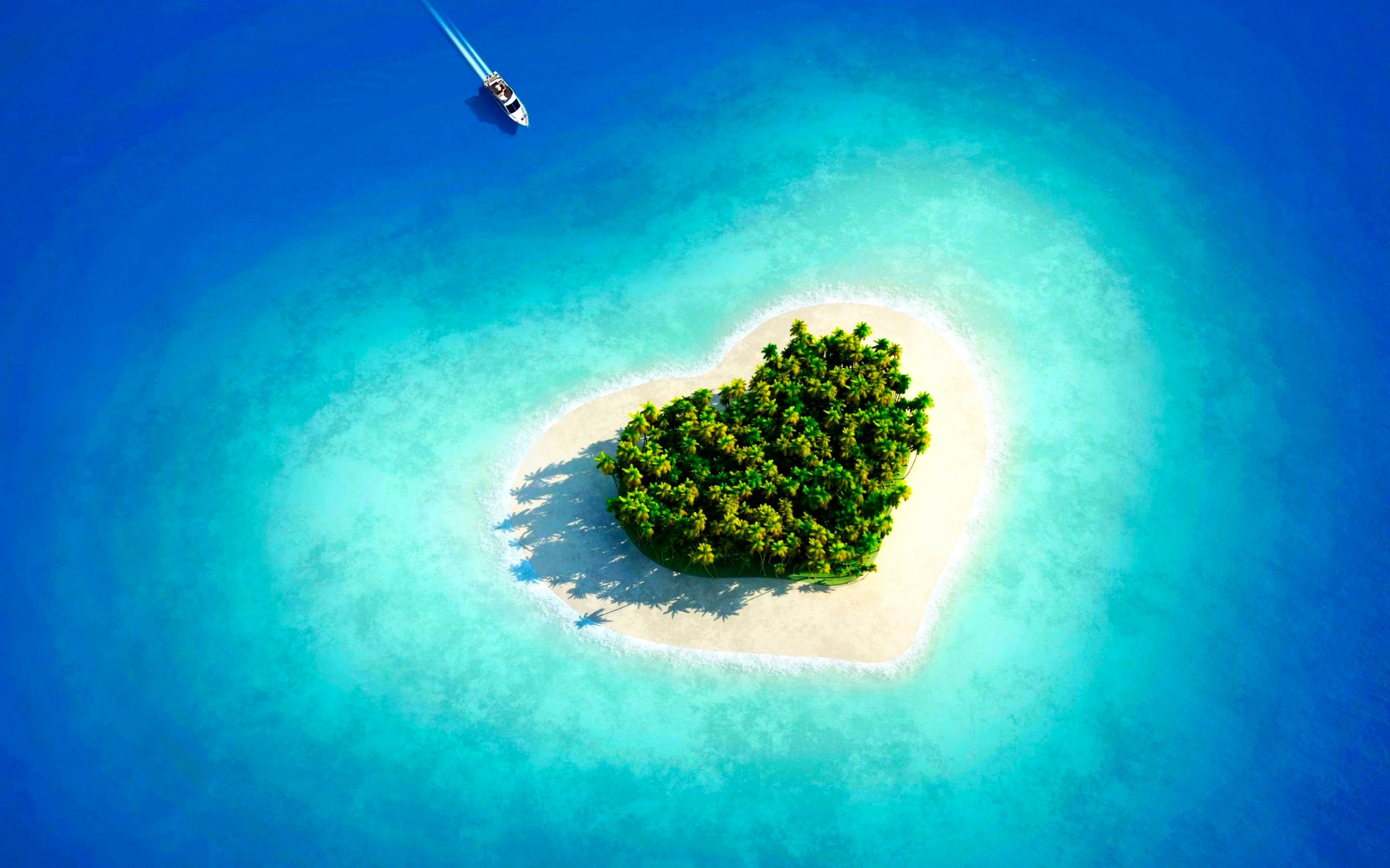 2960x1850 Earth - Beach Tropical Island Blue Turquoise Azure Heart Maldives Summer  Sea Wallpaper