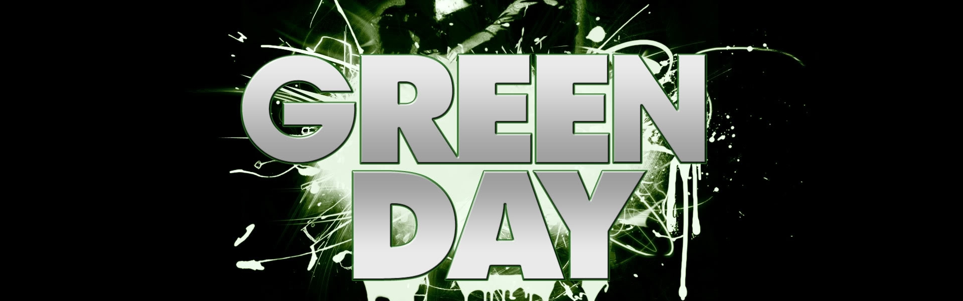 3840x1200 Preview wallpaper green day, letters, darkness, sign, kiss 