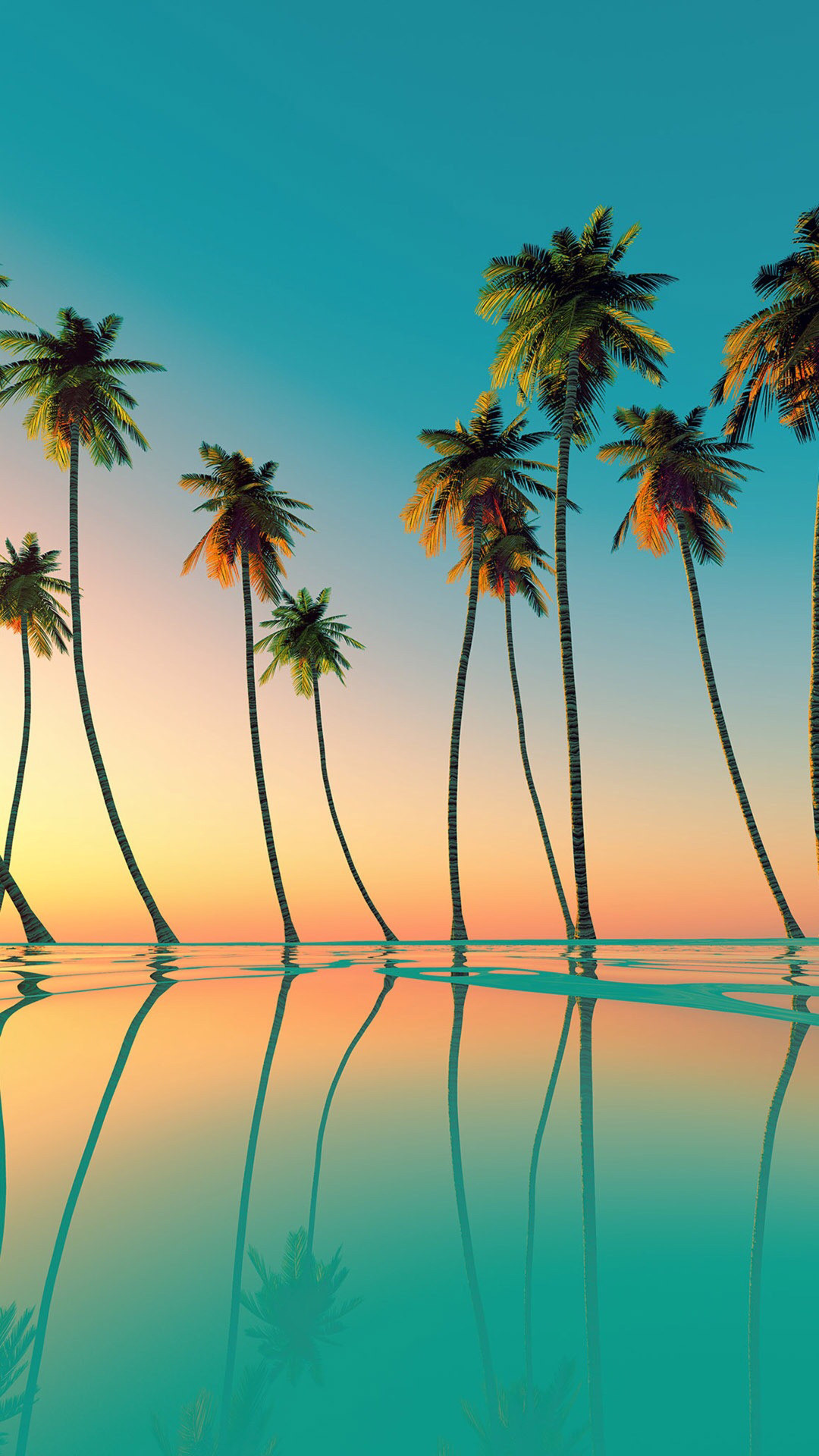 1080x1920 tree sky summer beach sea coconut tropical vacation palm water