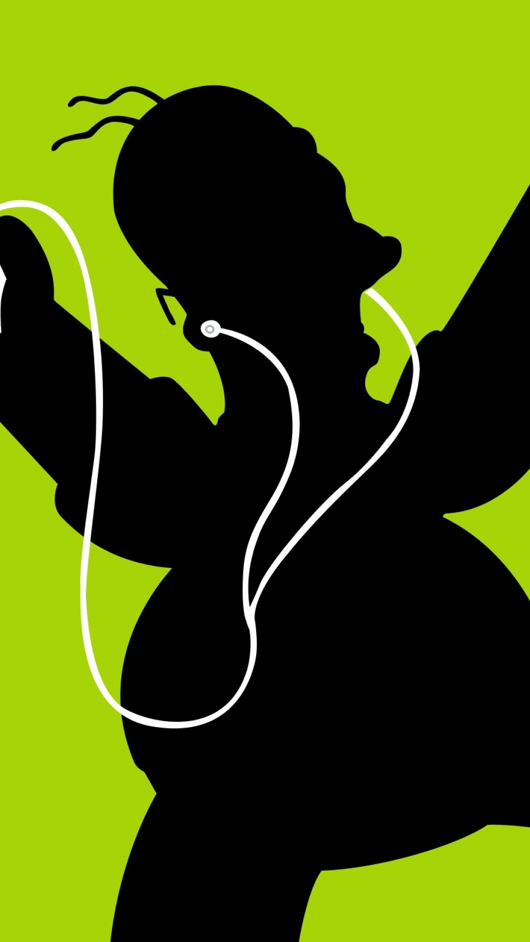 1080x1920 Homer Simpson Black Green Headphones Music Android Wallpaper ...