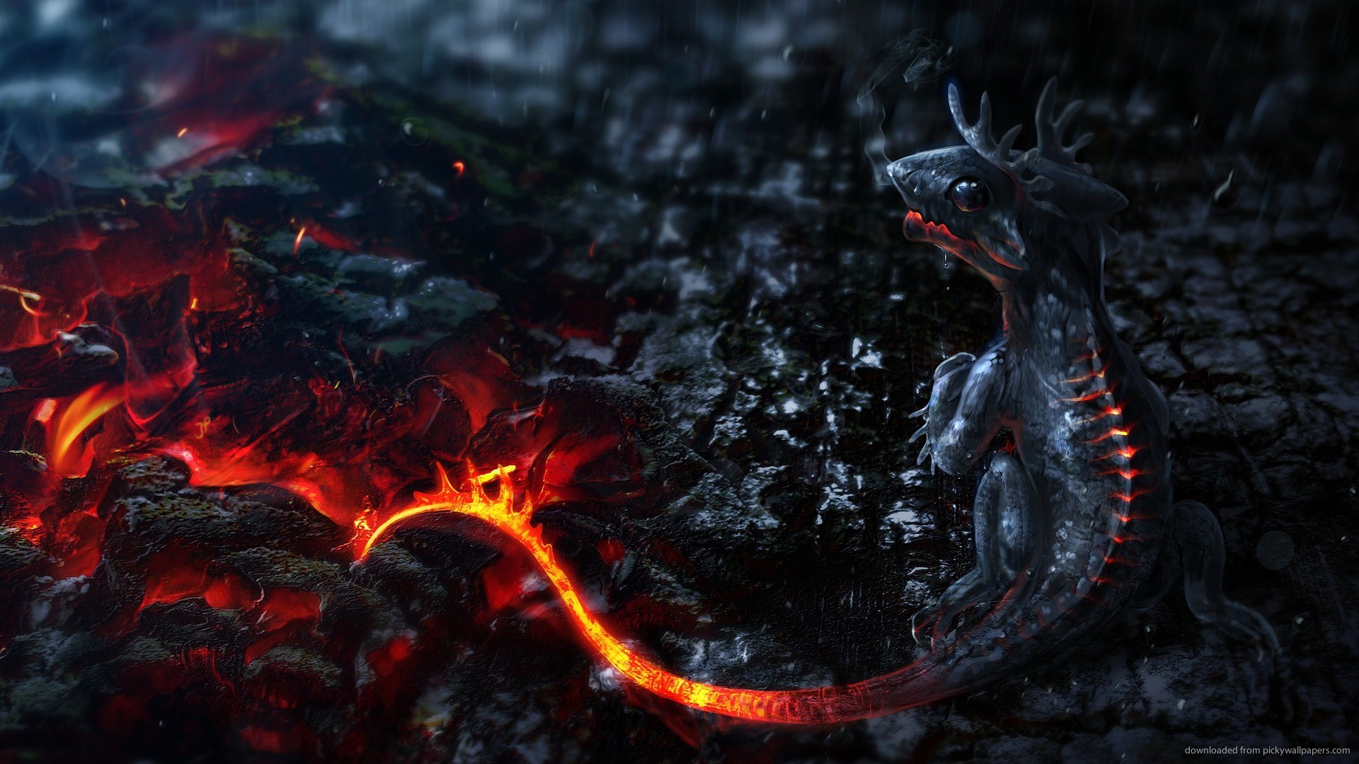 1920x1080 3D Lava Dragon Baby for 