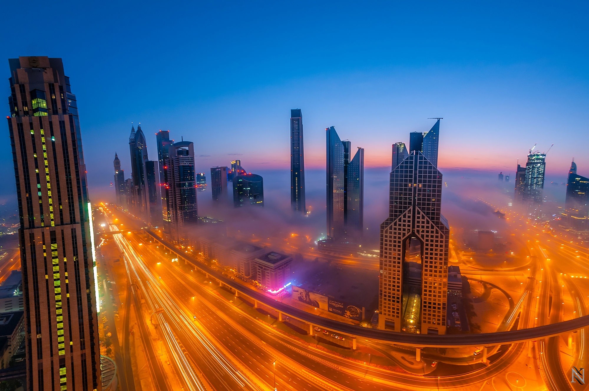 2000x1328 Man Made - Dubai Man Made City Night Fog Time-Lapse Wallpaper