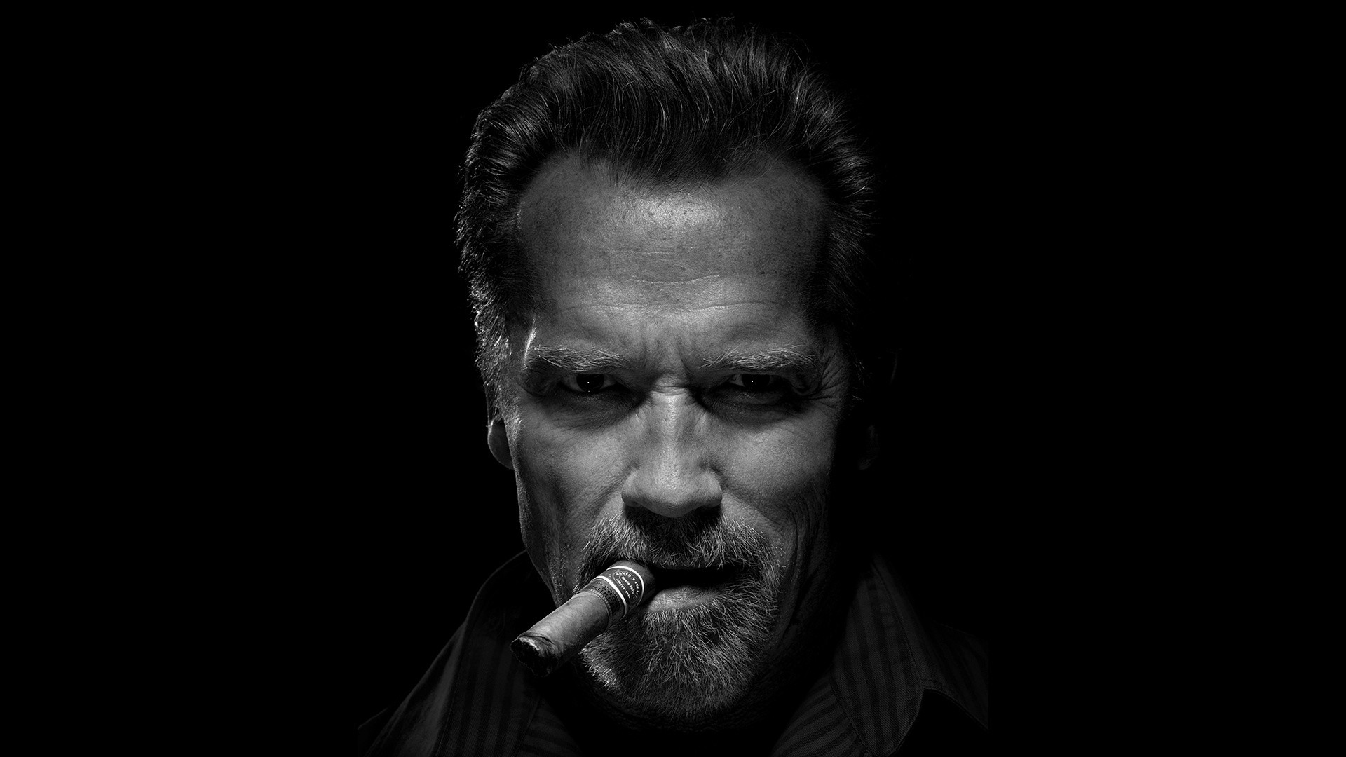1920x1080 BerÃ¼hmtheiten - Arnold Schwarzenegger Cigar Gesicht American Schauspieler  Schwarz-WeiÃ Wallpaper
