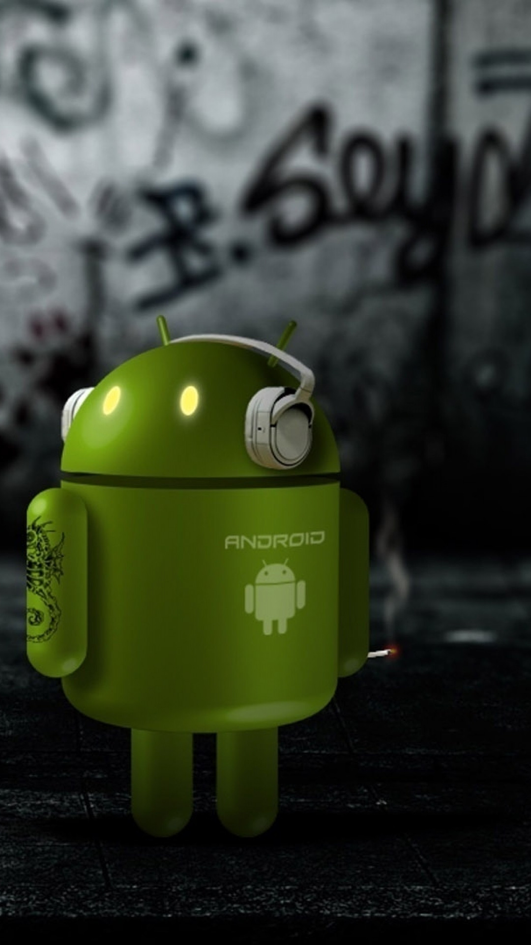 1080x1920  Wallpaper robot, android, dark