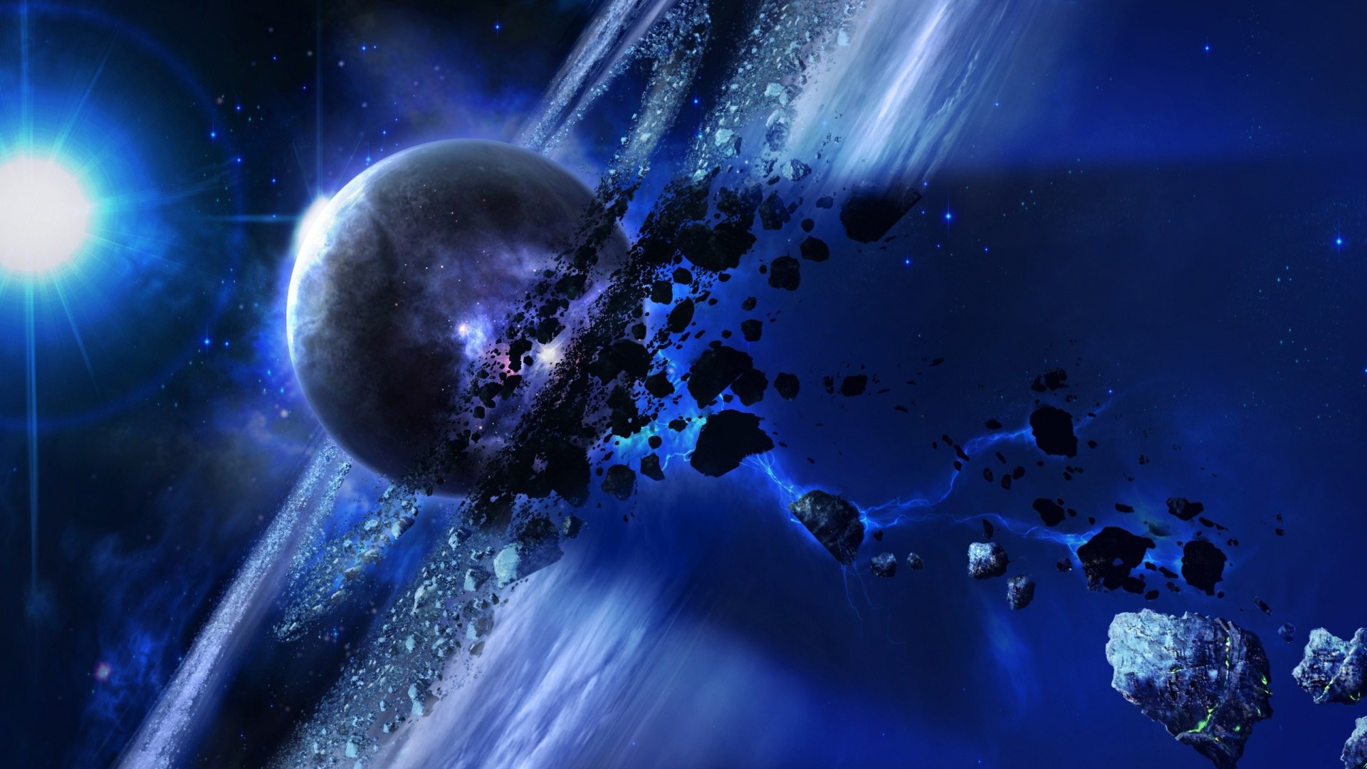 1920x1080  Wallpaper space, planets, asteroid