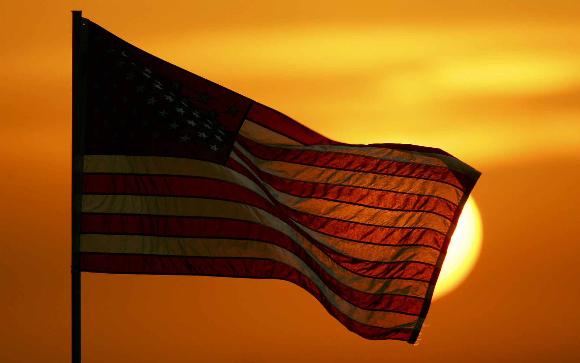 1920x1200 Free United States Flag At Sunset, computer desktop wallpapers, pictures,  images
