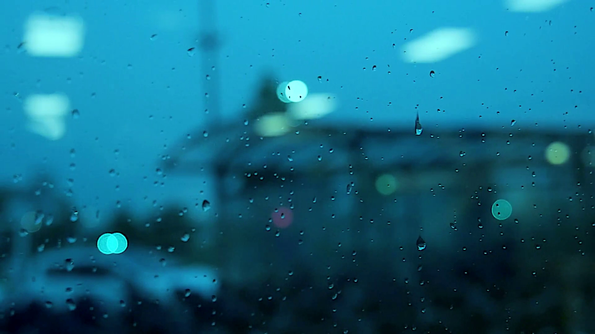 1920x1080 water drops on window. rain raining. crying sadness sad. blurred background  Stock Video Footage - VideoBlocks