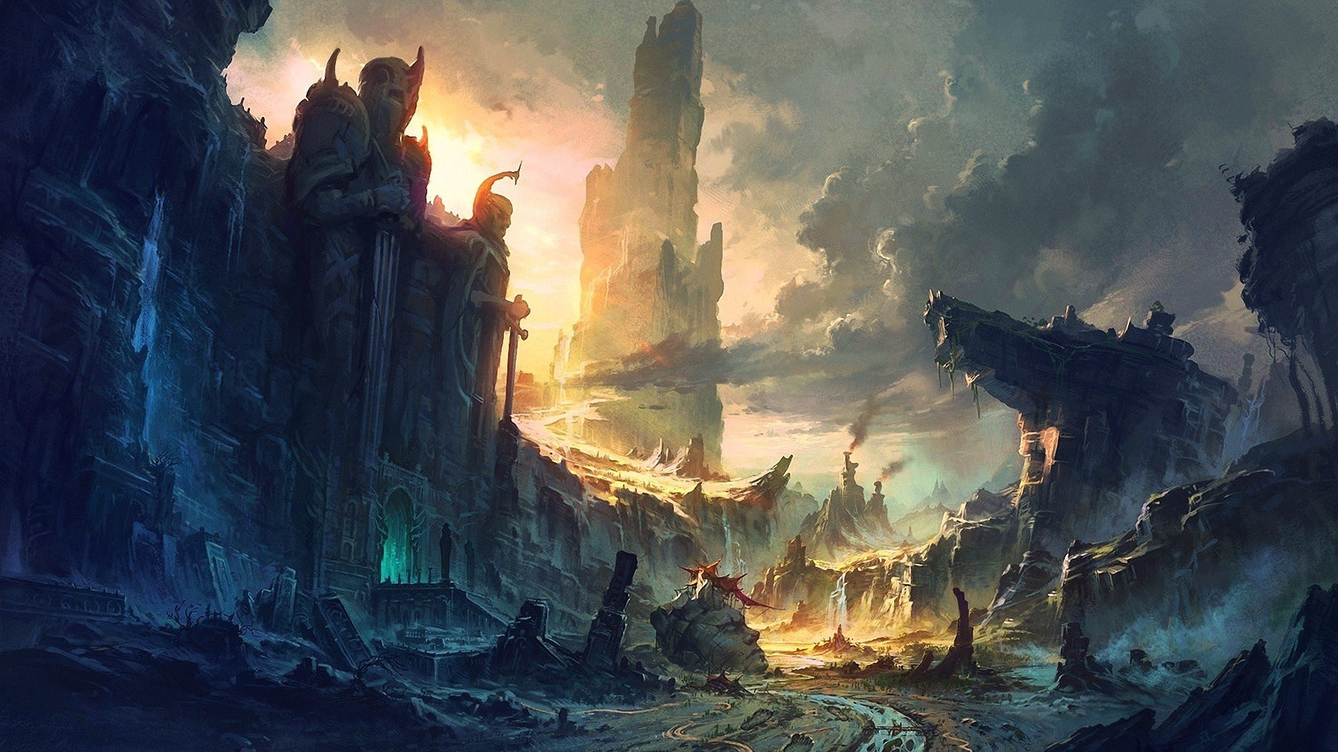 1920x1080 Lord Of The Rings Paintings Artwork Castles Concept Art ..