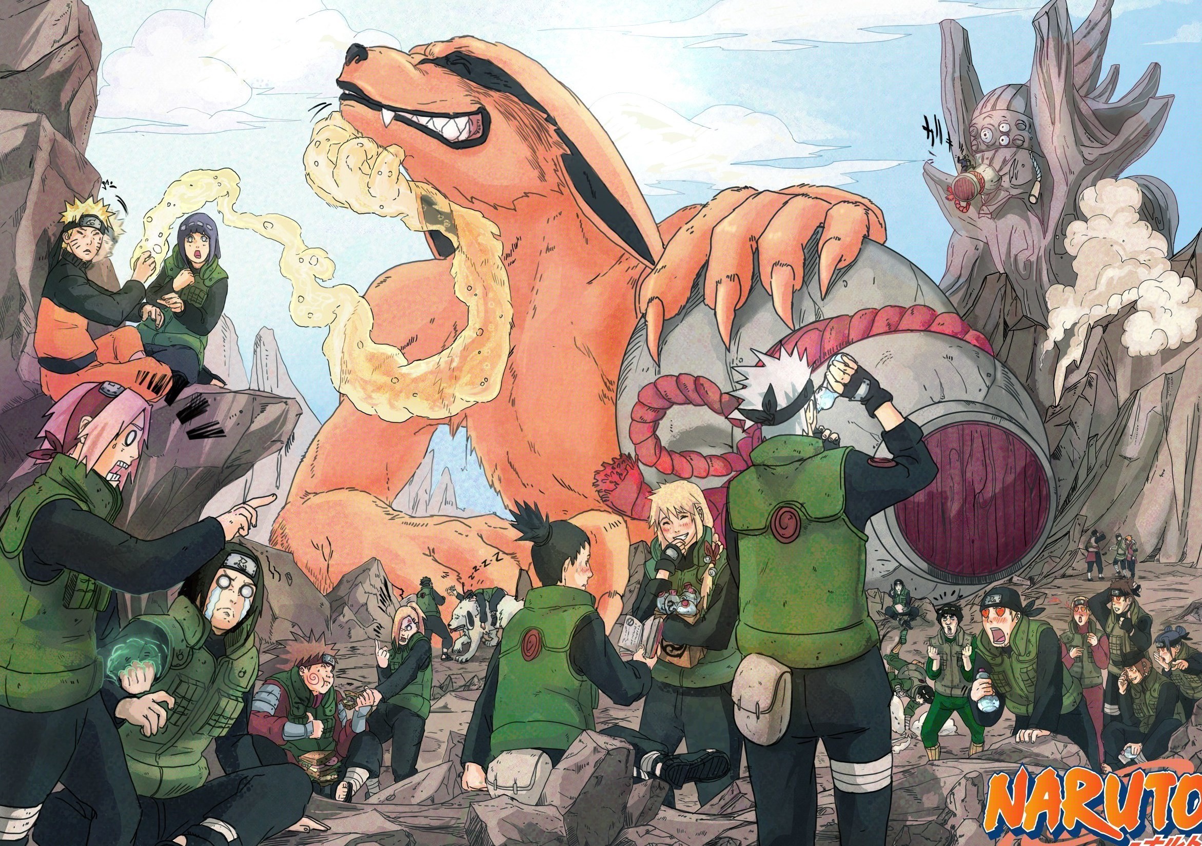 2343x1650 Anime - Naruto Kurama (Naruto) Hinata HyÅ«ga Naruto Uzumaki Sakura Haruno  Neiji Hyuga ChÅji