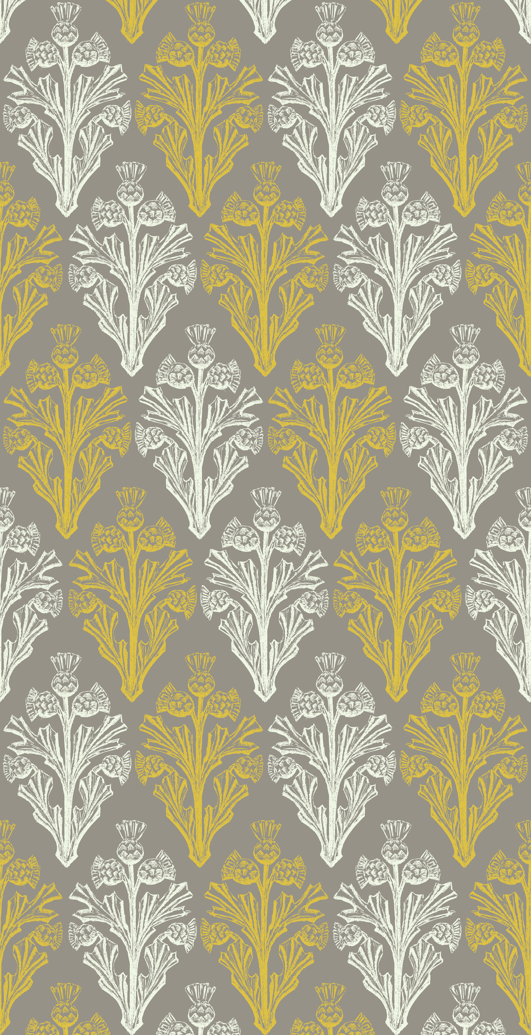 1772x3454 Thistle wallpaper - yellow, white and grey