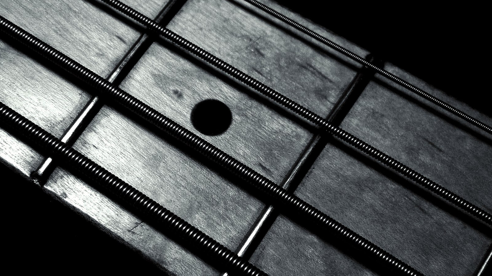 1920x1080 General  monochrome black background minimalism guitar bass guitars  closeup macro strings metal