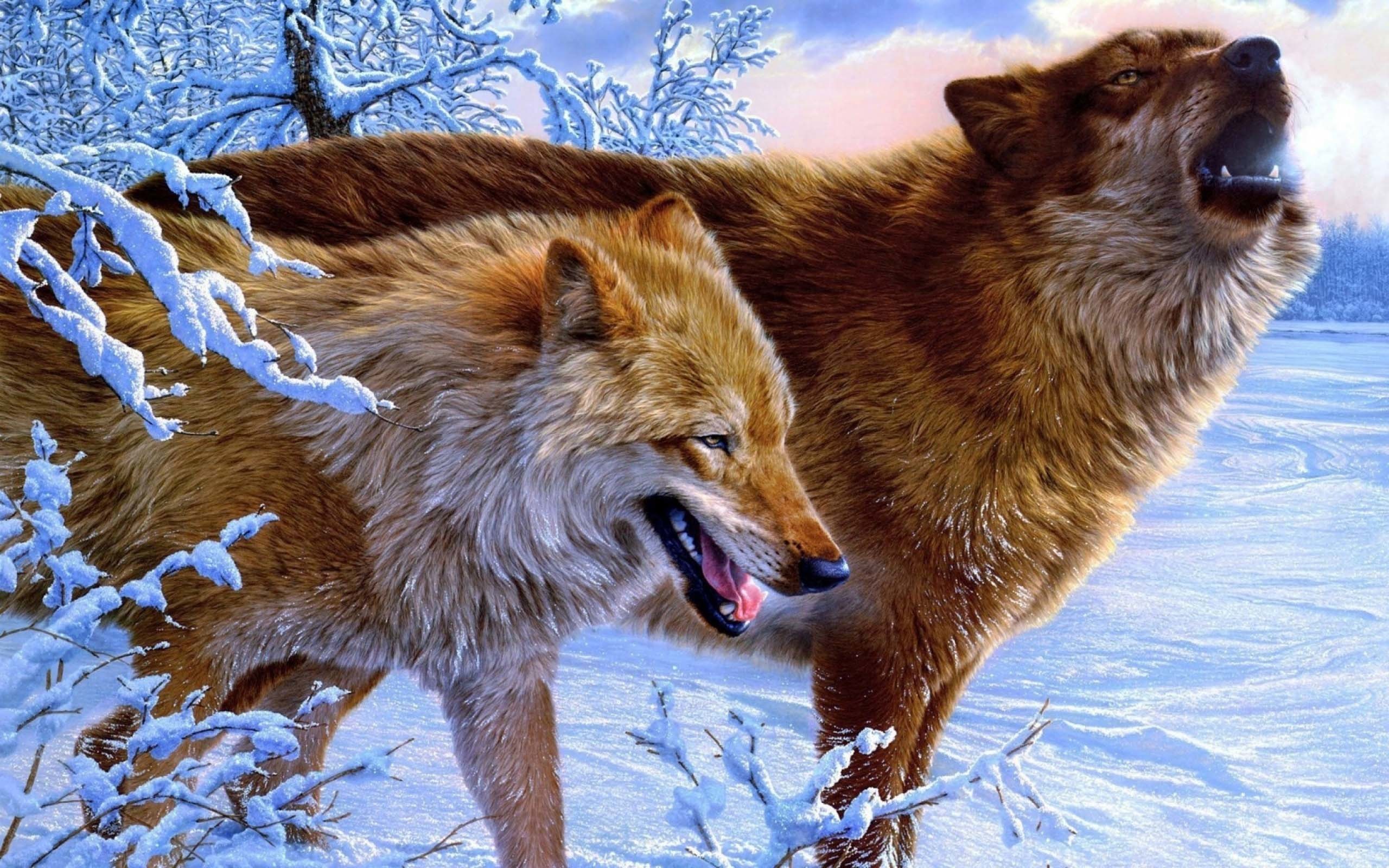 2560x1600 Horrifying Wolves Wallpaper