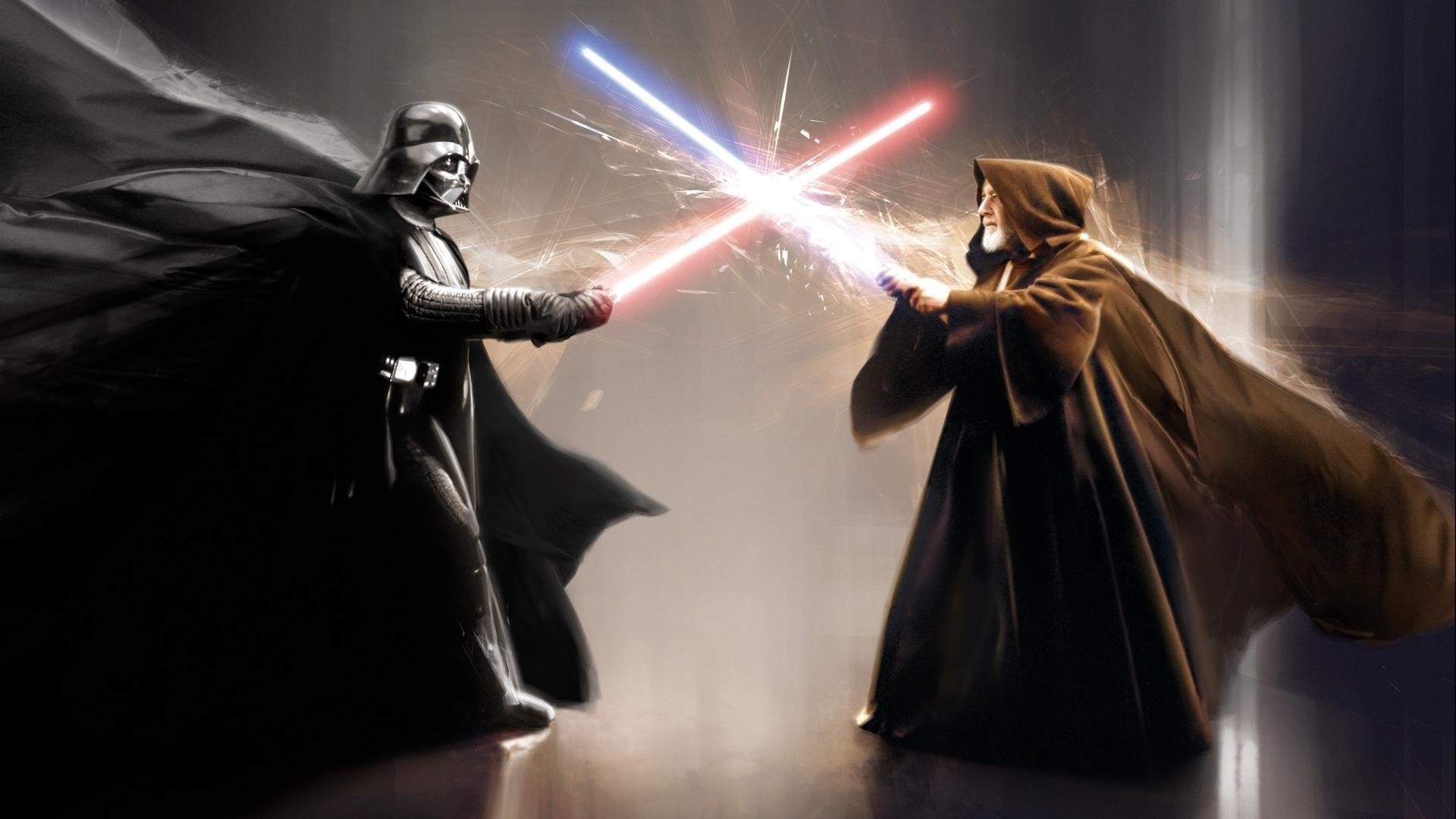 1920x1080 Darth Vader Obi Wan Kenobi movies star wars sci-fi weapons lightsaber .