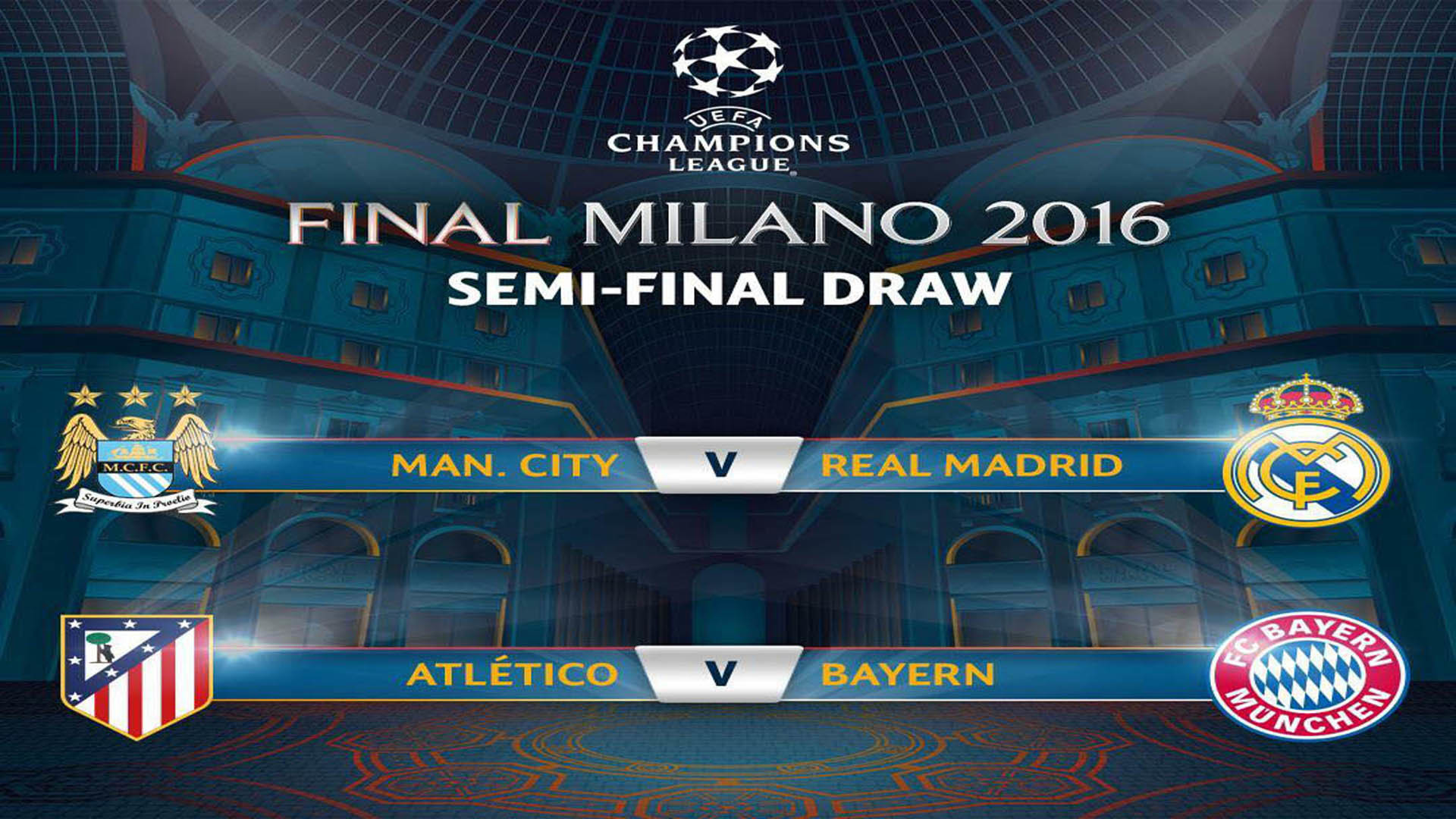 1920x1080 UEFA Champions League Semi Finals 2016 Draws HD Wallpaper .