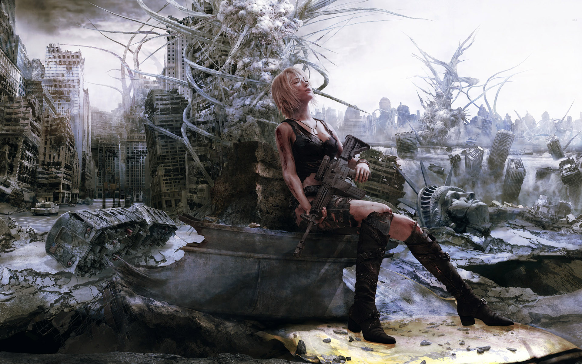 1920x1200 CGI, Artwork, Gun, Video Games, Women, Apocalyptic, The 3rd Birthday, Aya  Brea, Parasite Eve Wallpapers HD / Desktop and Mobile Backgrounds