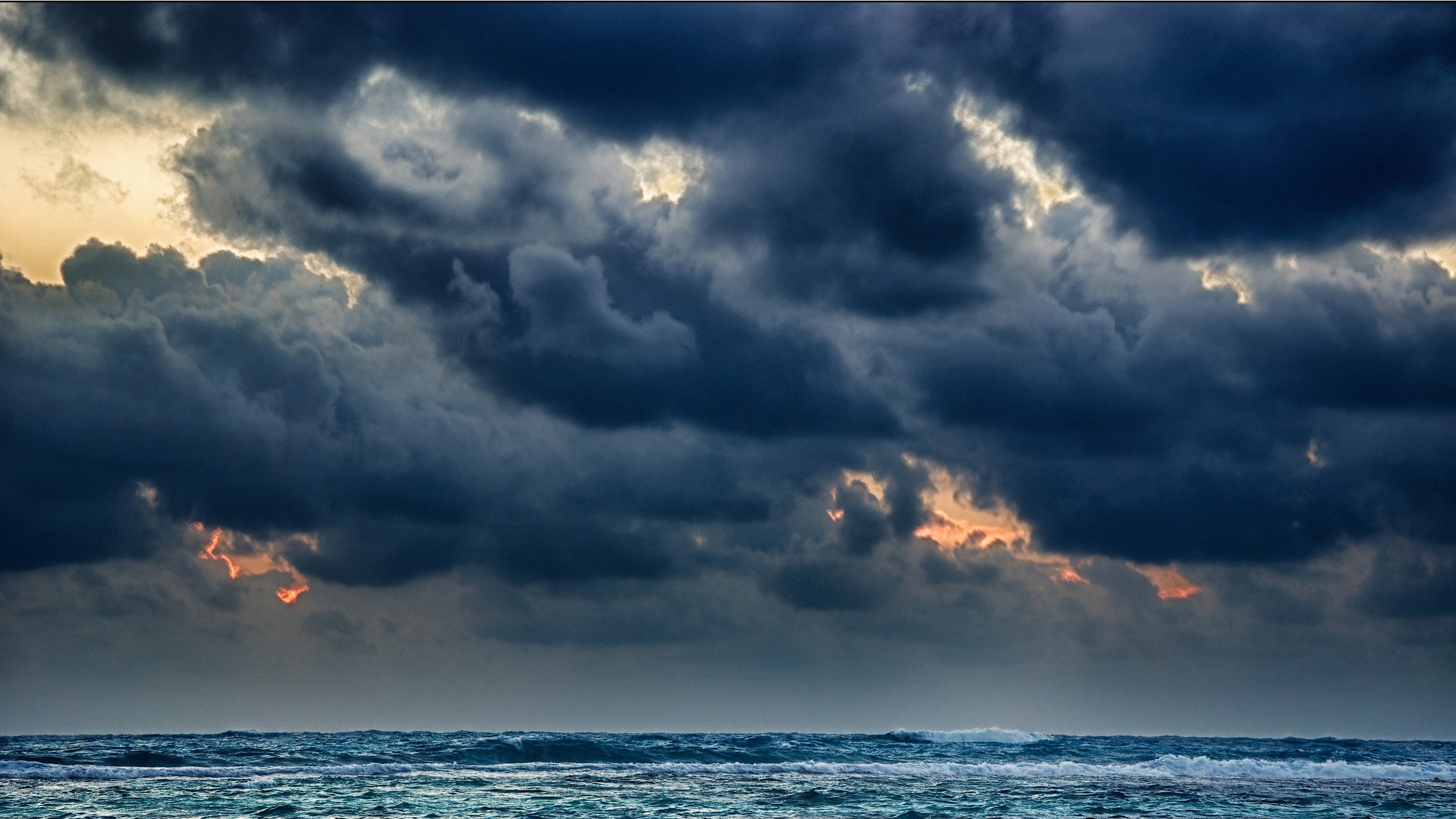 3200x1801 Wallpaper Clouds, Sea, Storm, Gloomy, Heavy, Elements HD, Picture, Image