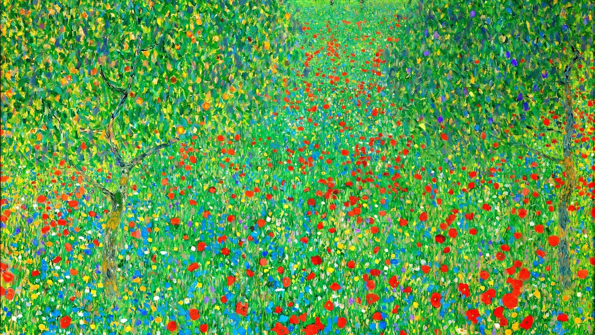 1920x1080 Arts, Gustav Klimt, Gustav Klimt Work, Poppy, Painting, Flowers, Gustav