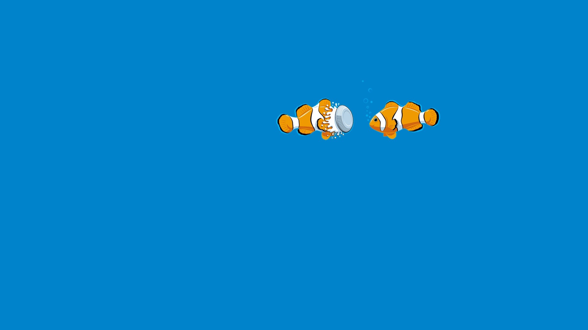 1920x1080 Blue Fish Underwater Clown Fish Pie humor funny ocean sea wallpaper  