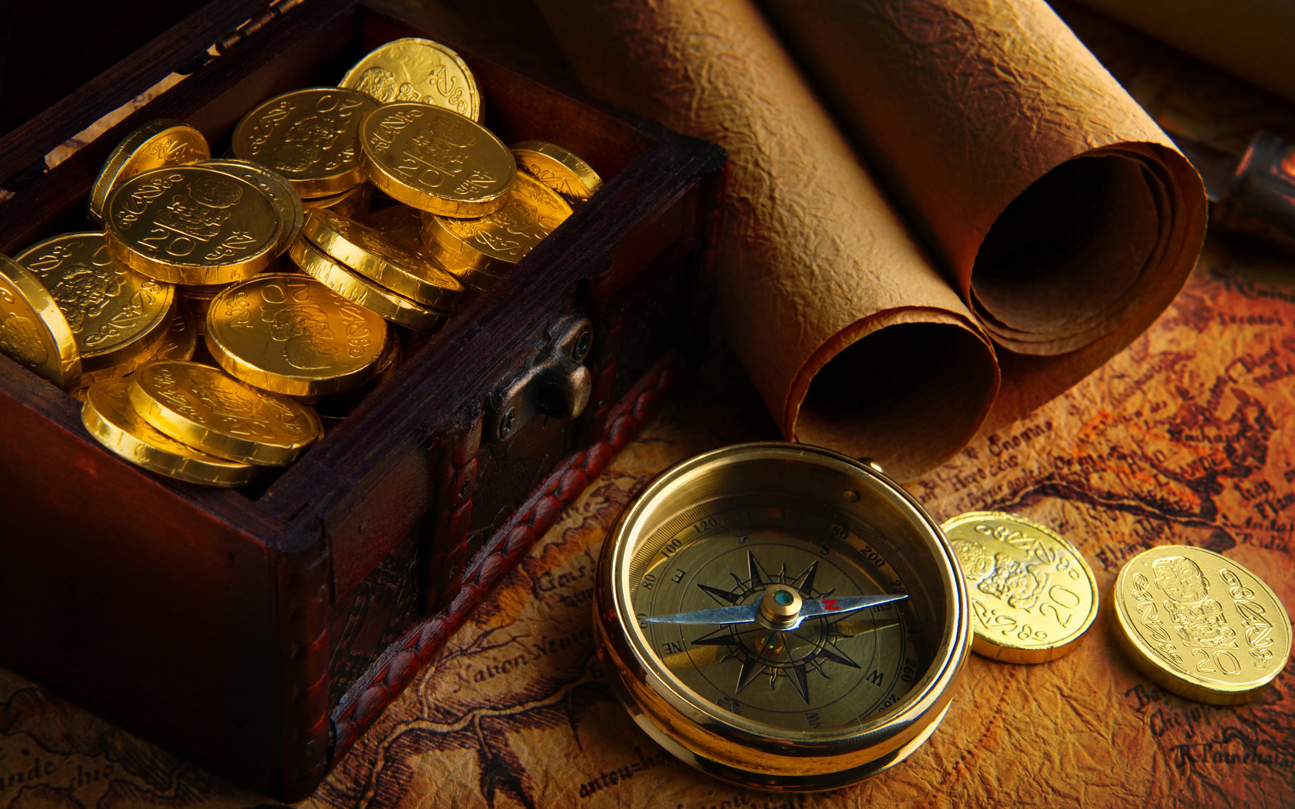 2560x1600 Treasure map and treasure of gold coins wallpapers and images .