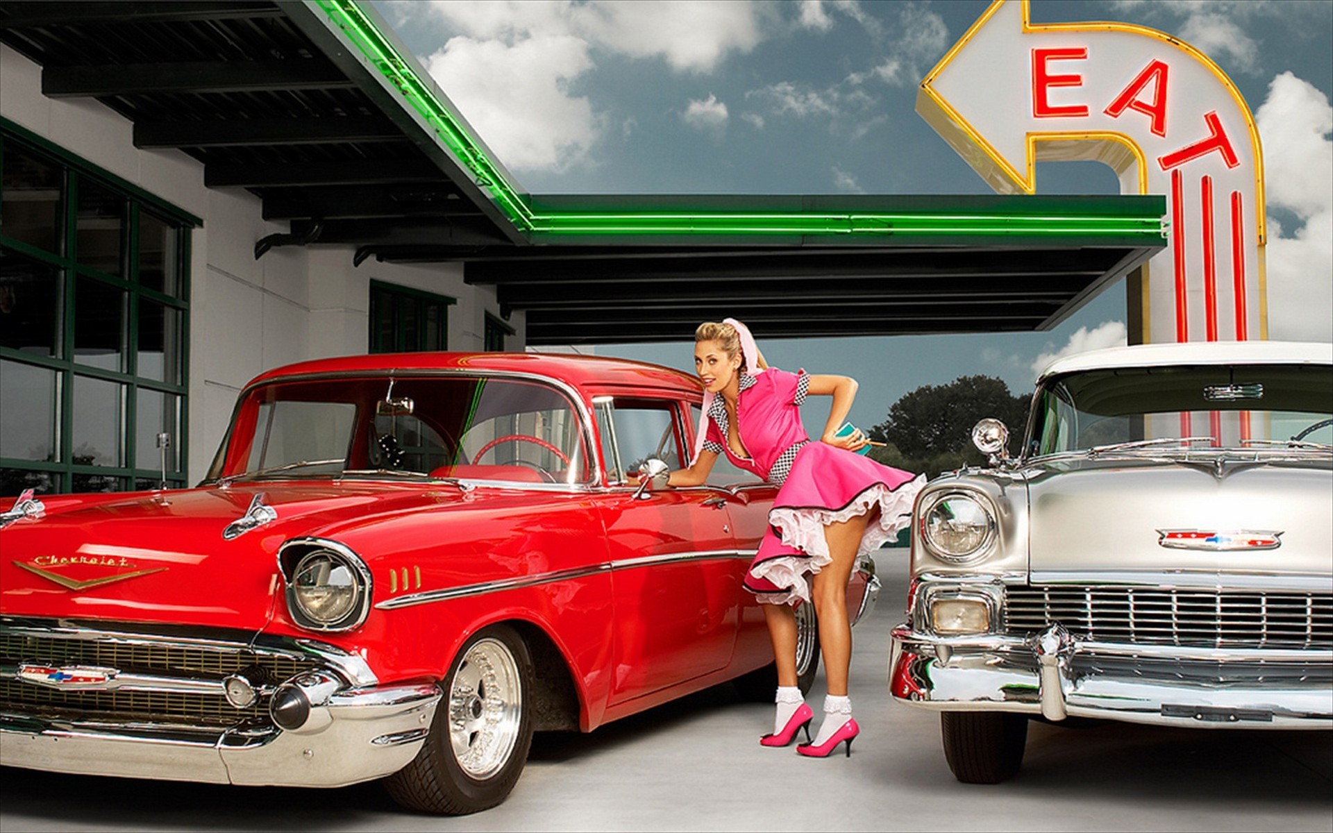 1920x1200 chevy bel air pin up hot pinup girl with a classic chevrolet bel air Car  Pictures