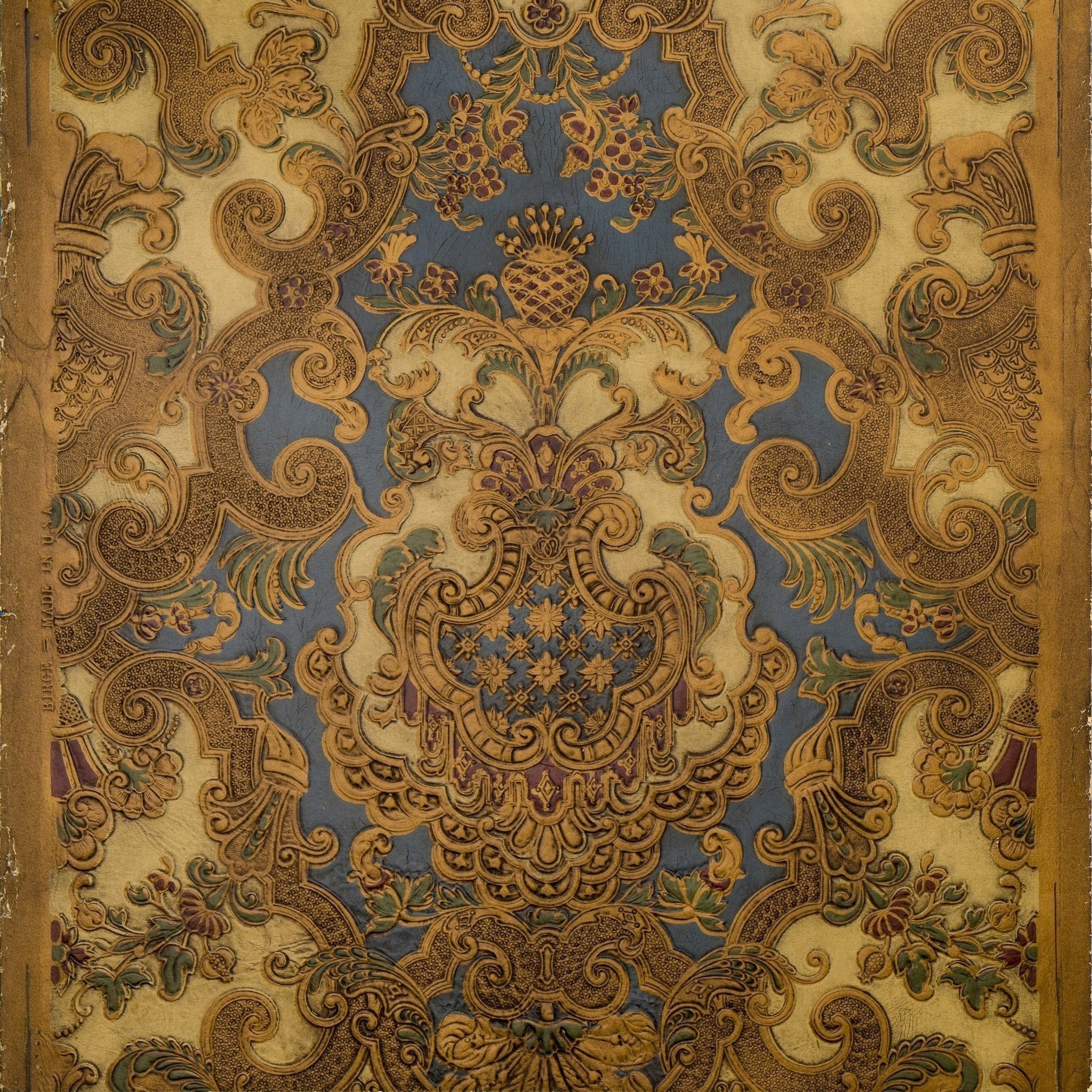 2048x2048 Intricate Rococo Tooled Leather - Antique Wallpaper Remnant