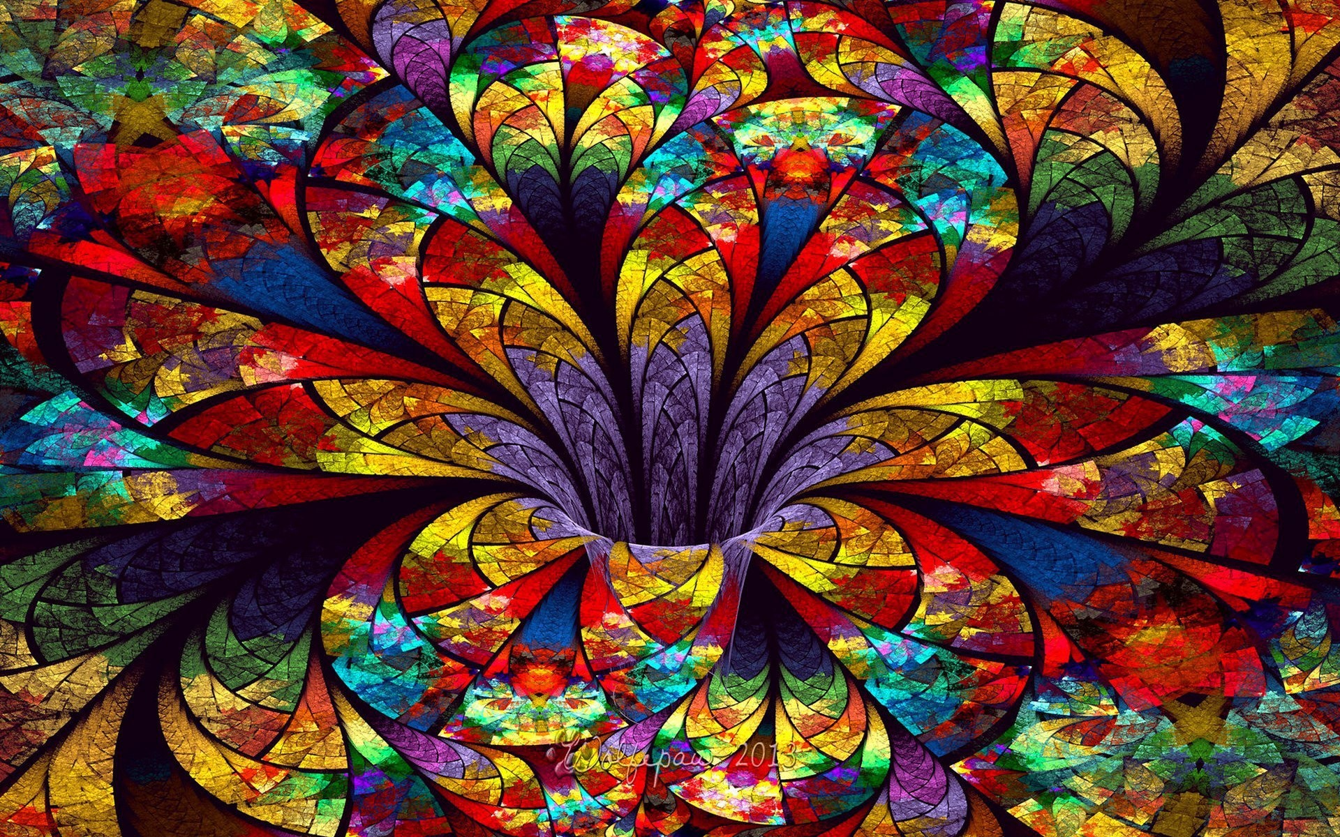 1920x1200 flower petals volume stained glass glass