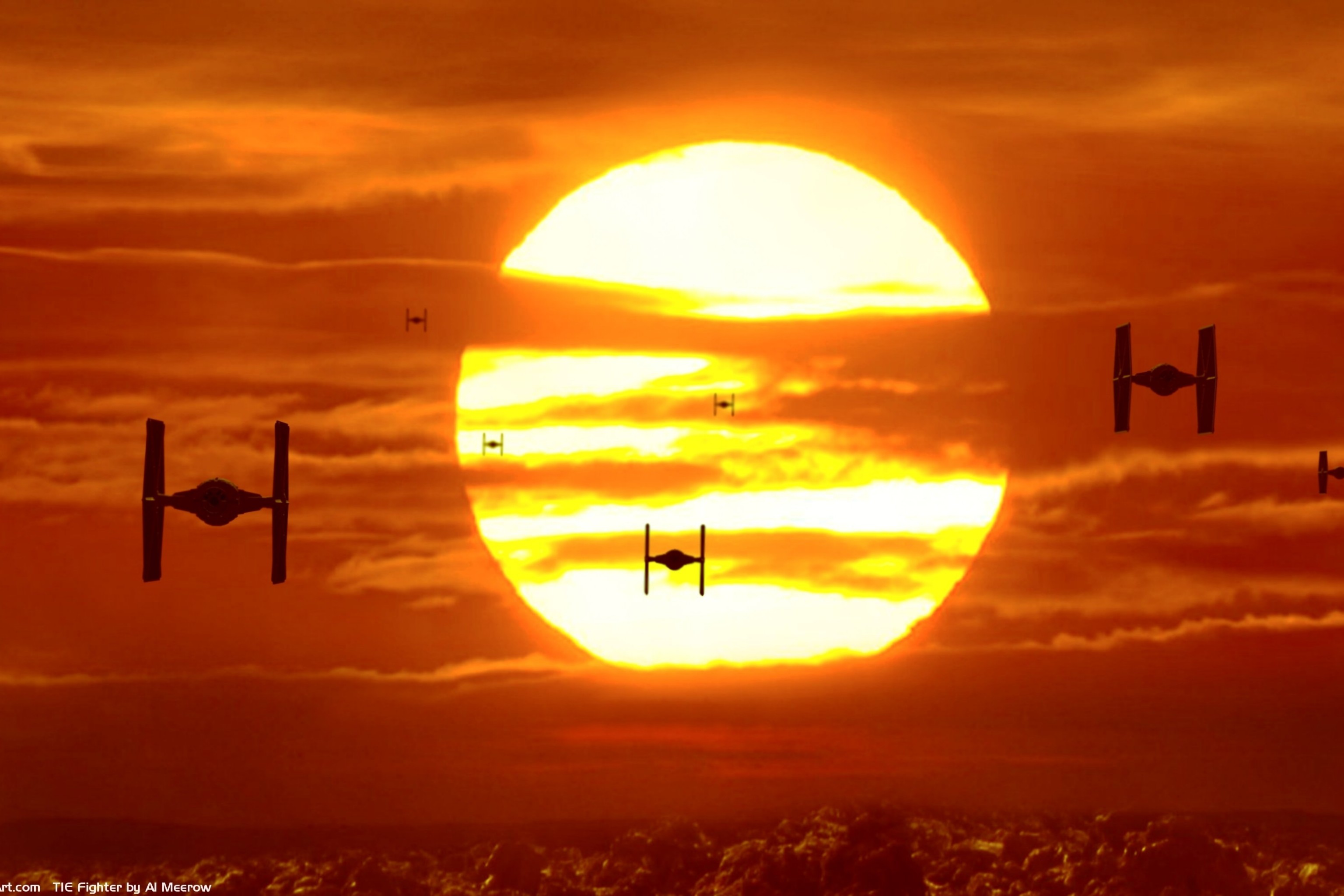 3072x2048 ... The Force Awakens Star Wars TIE Fighter Sunset. Wallpaper 605813